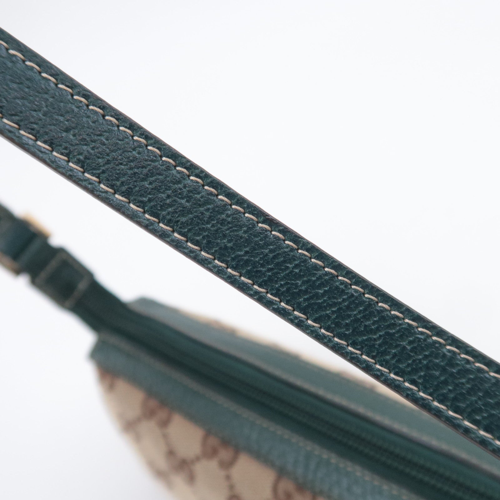 GUCCI Abby GG Canvas Handbag Beige Green 145750