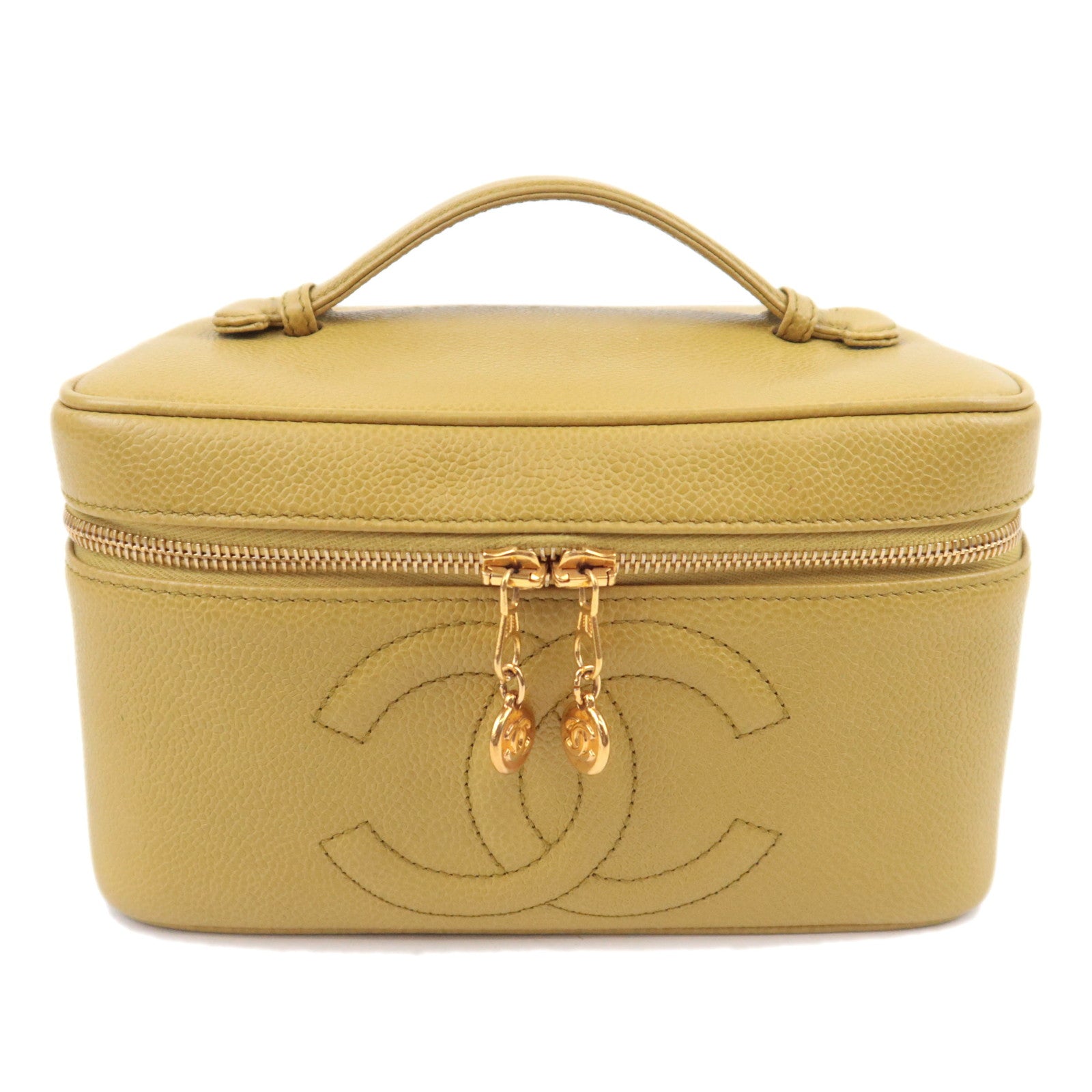 CHANEL Coco Mark Vanity Bag Caviarskin Lime Green Gold HDW91652