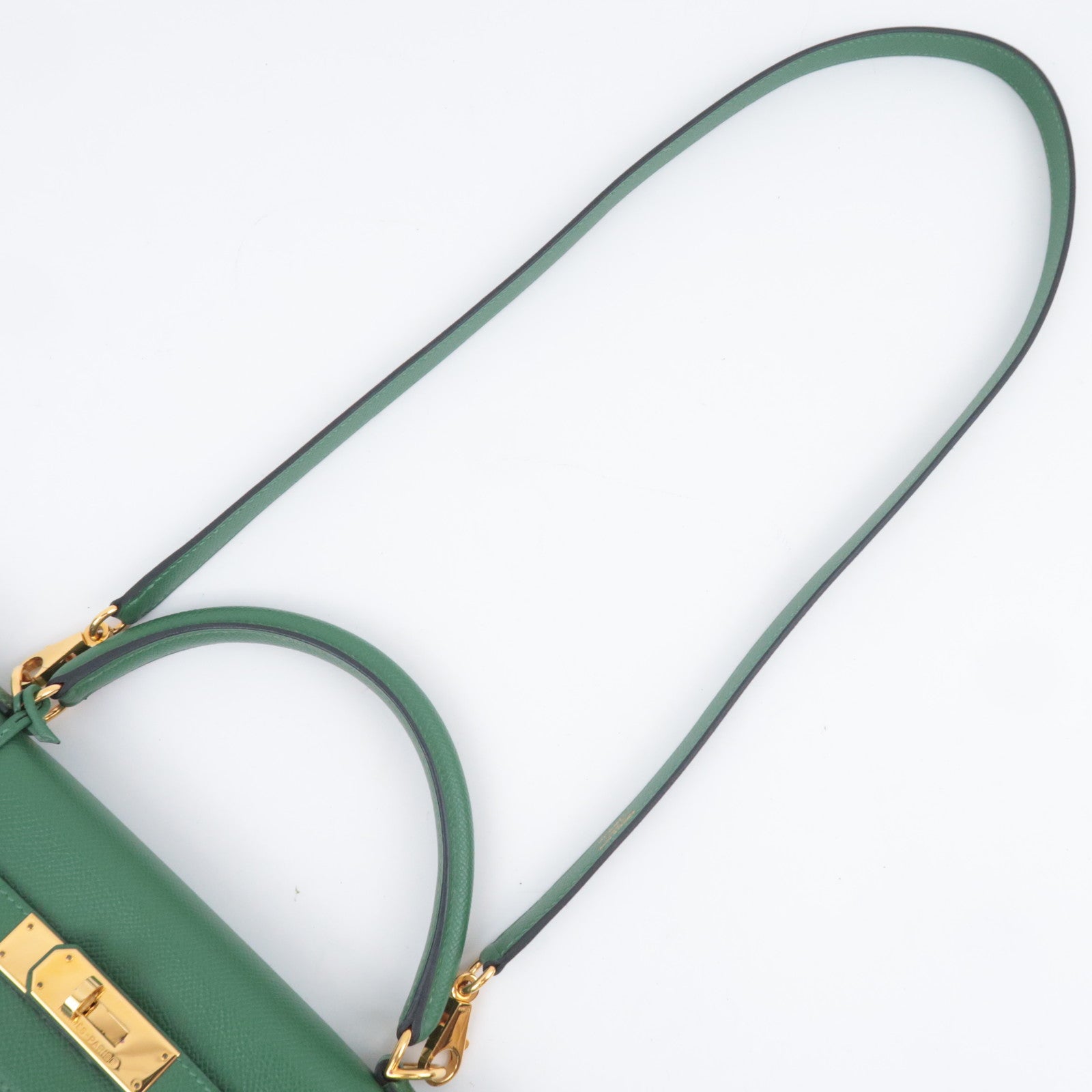 HERMES Kelly 32 □D Stamp (2000) Courchevel Green
