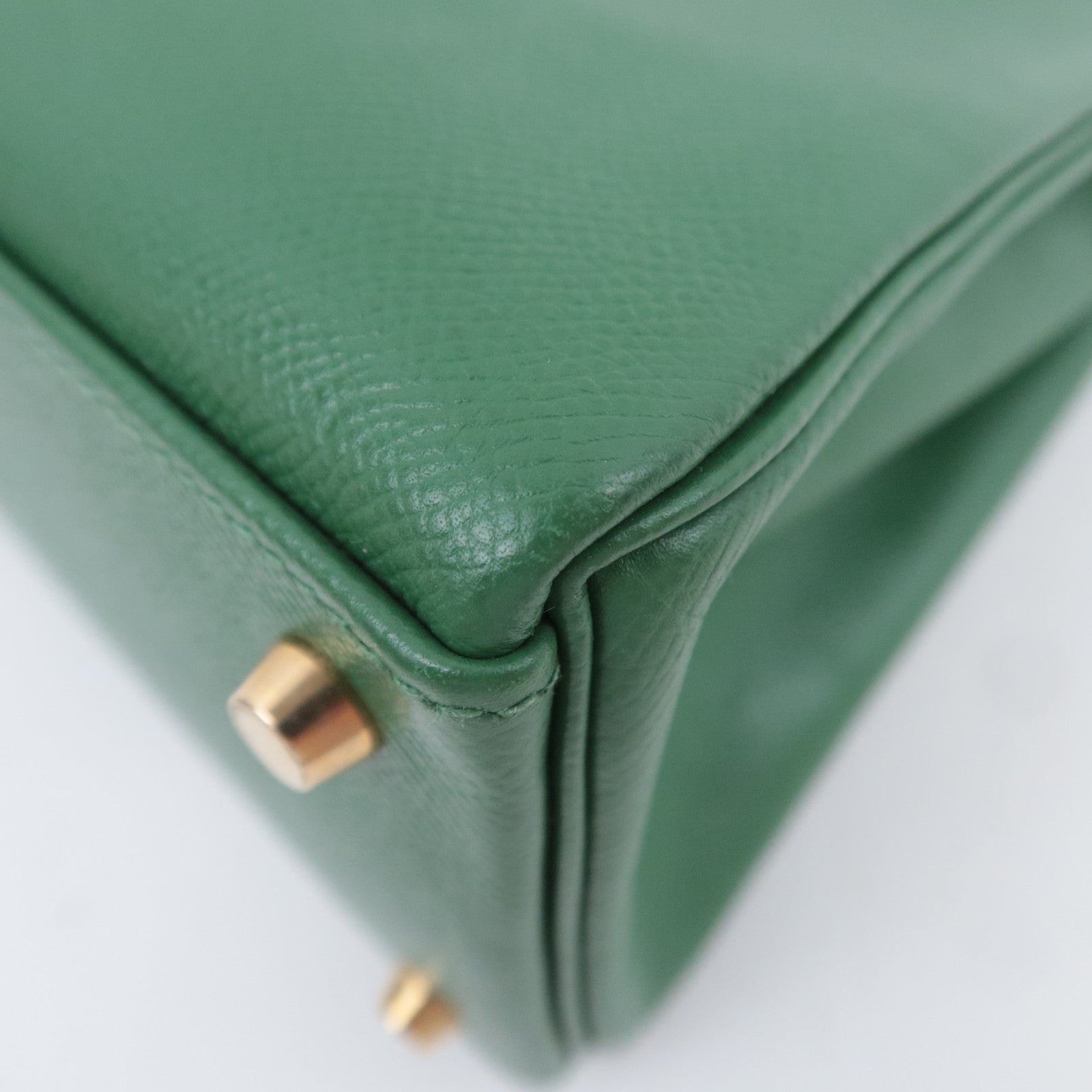 HERMES Kelly 32 □D Stamp (2000) Courchevel Green