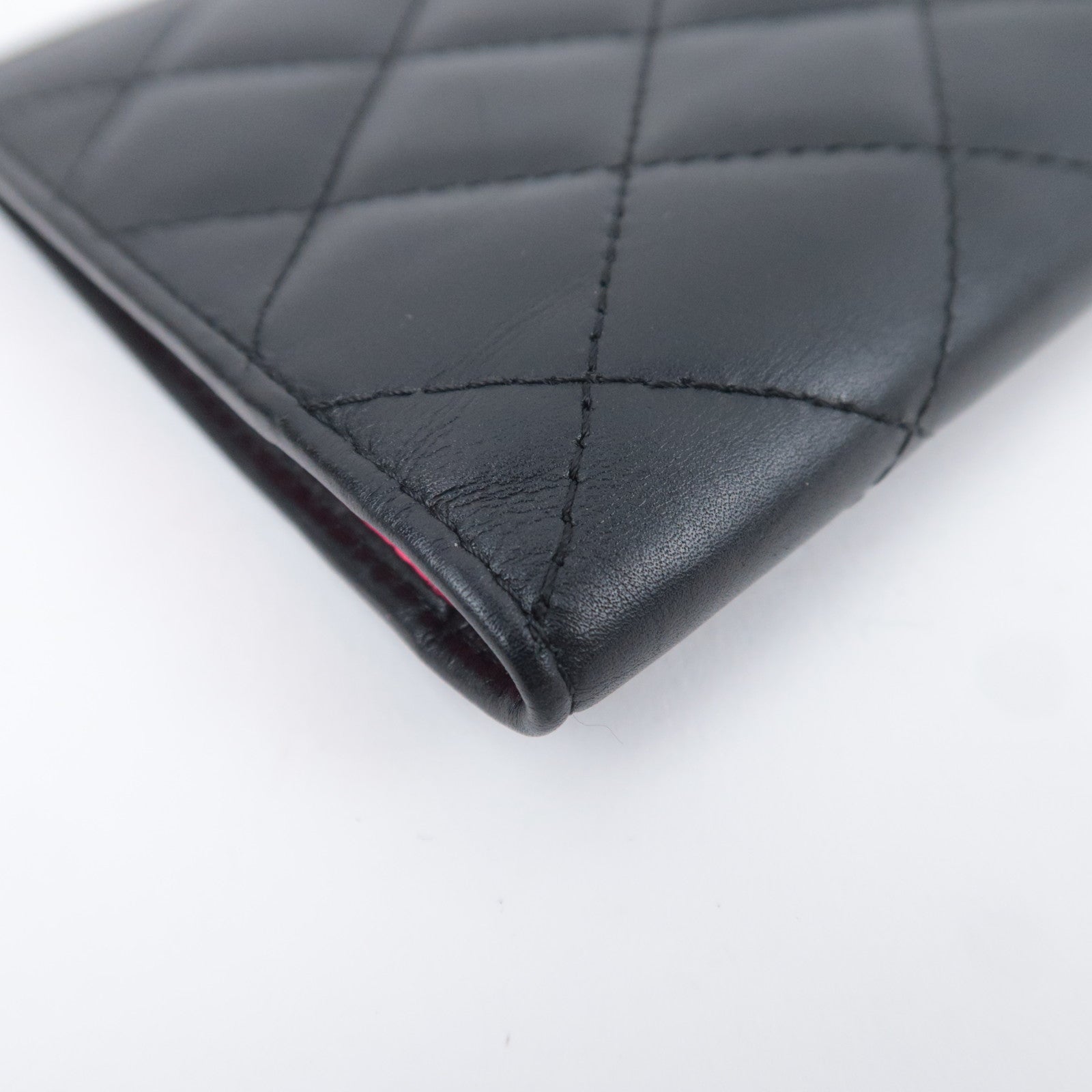 CHANEL Cambon Line Long Wallet Lambskin Black White