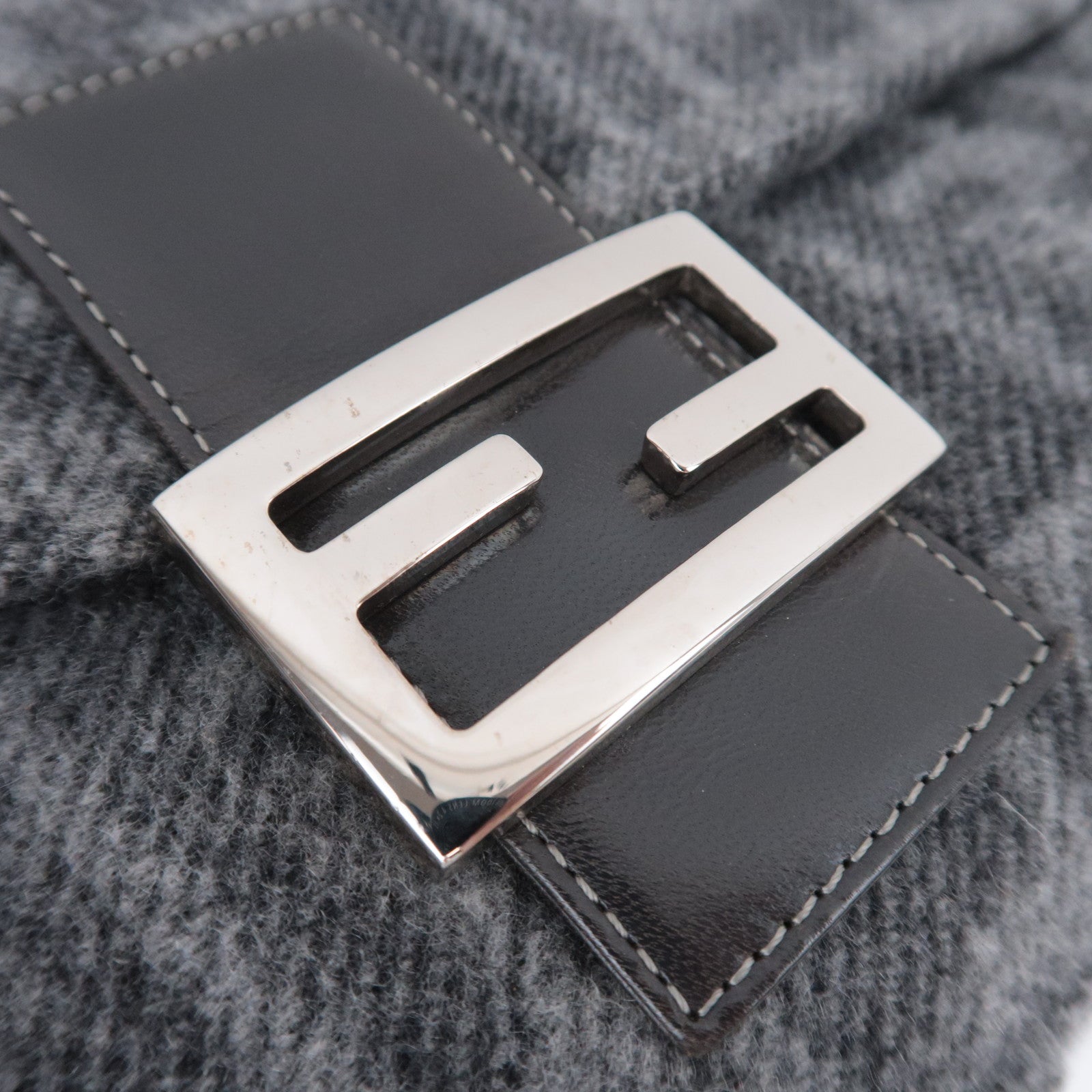 FENDI Zucca Mamma Baguette Cashmere Shoulder Bag Gray