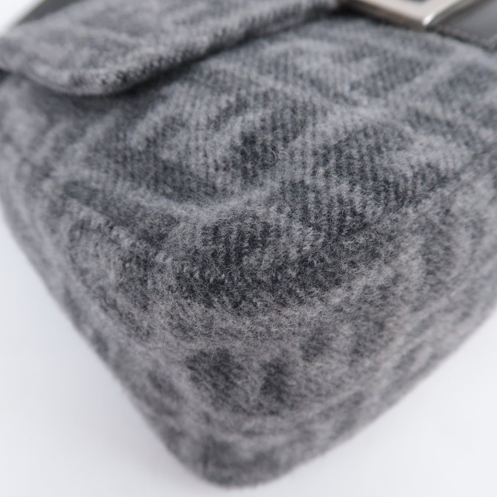 FENDI Zucca Mamma Baguette Cashmere Shoulder Bag Gray