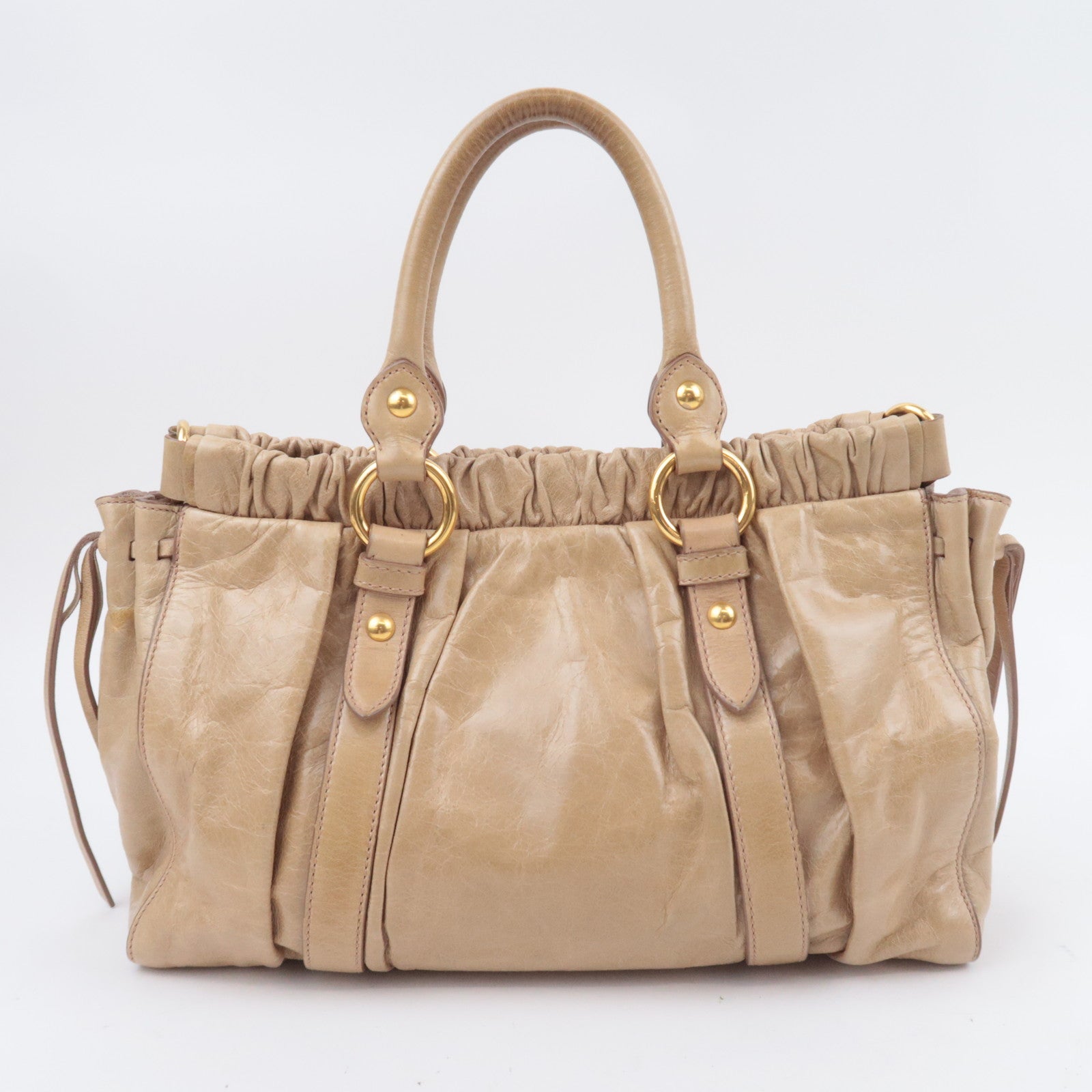 MIU MIU 2Way Leather Handbag Beige