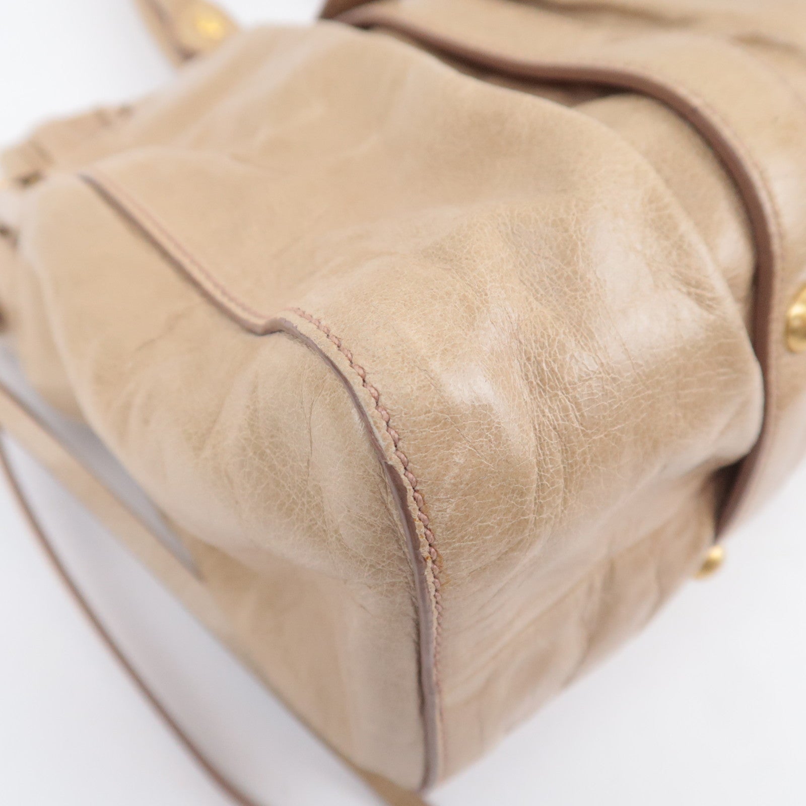 MIU MIU 2Way Leather Handbag Beige