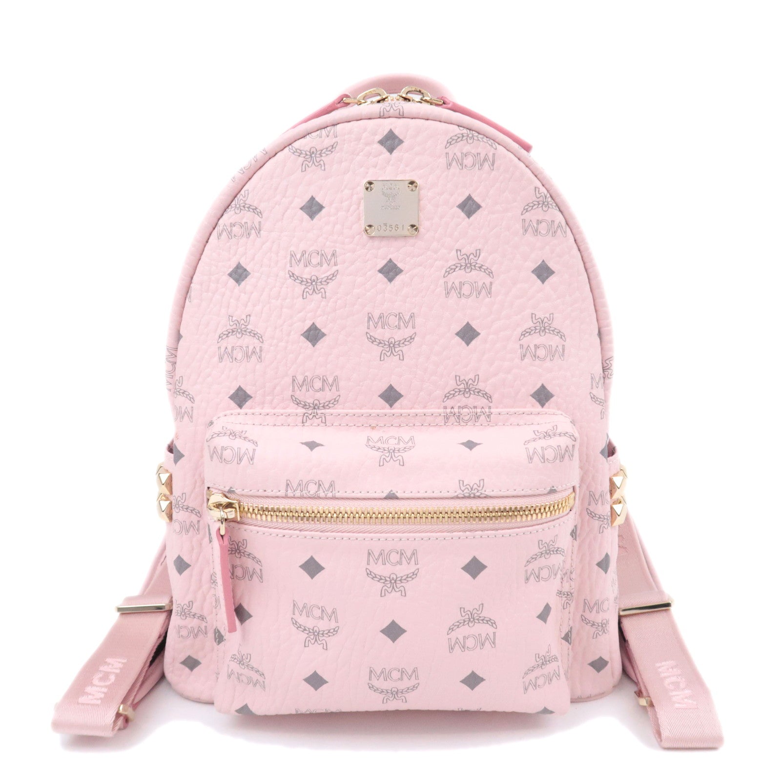 MCM Visetos Studs Leather Backpack Pink91687