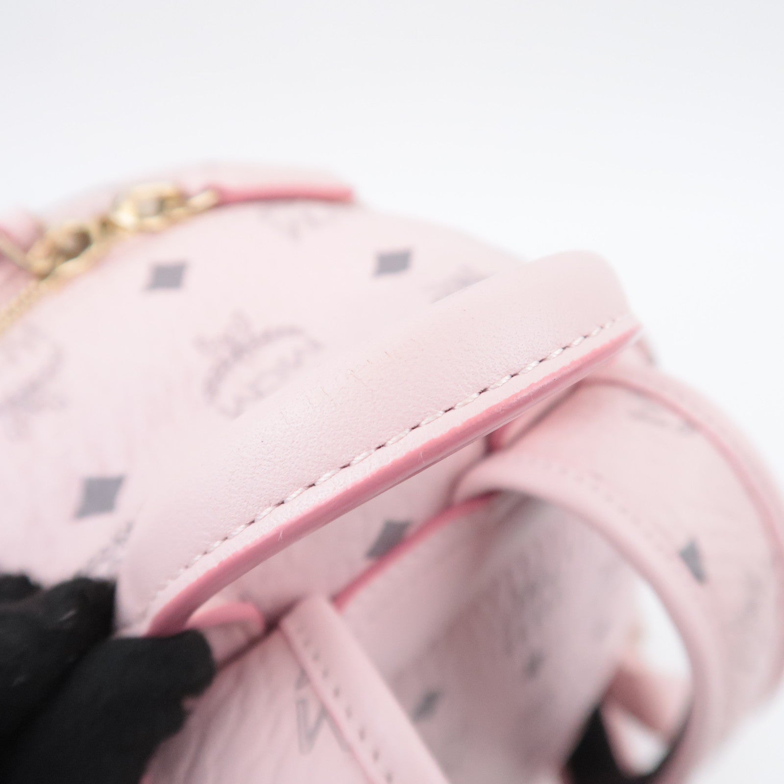 MCM Visetos Studs Leather Backpack Pink