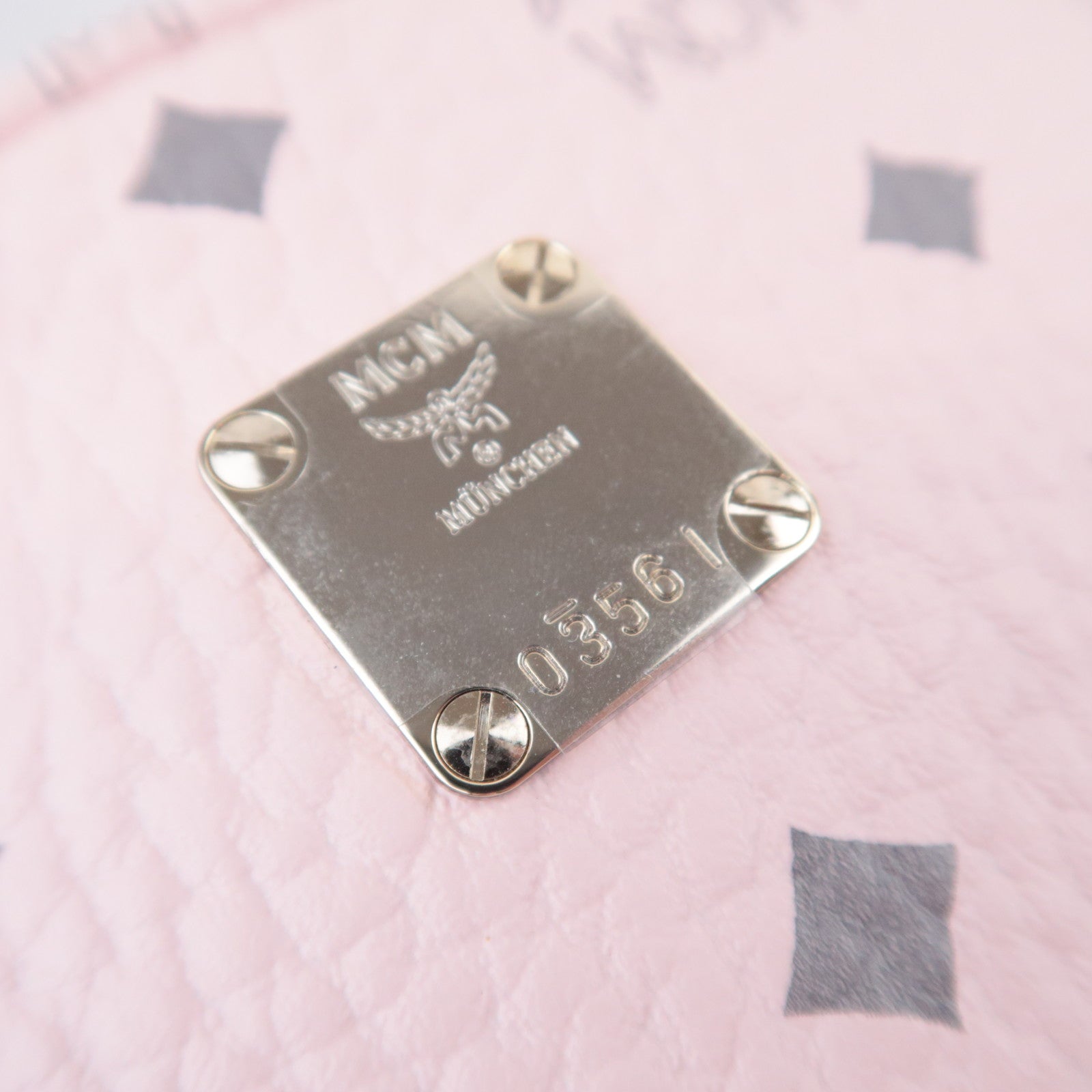 MCM Visetos Studs Leather Backpack Pink