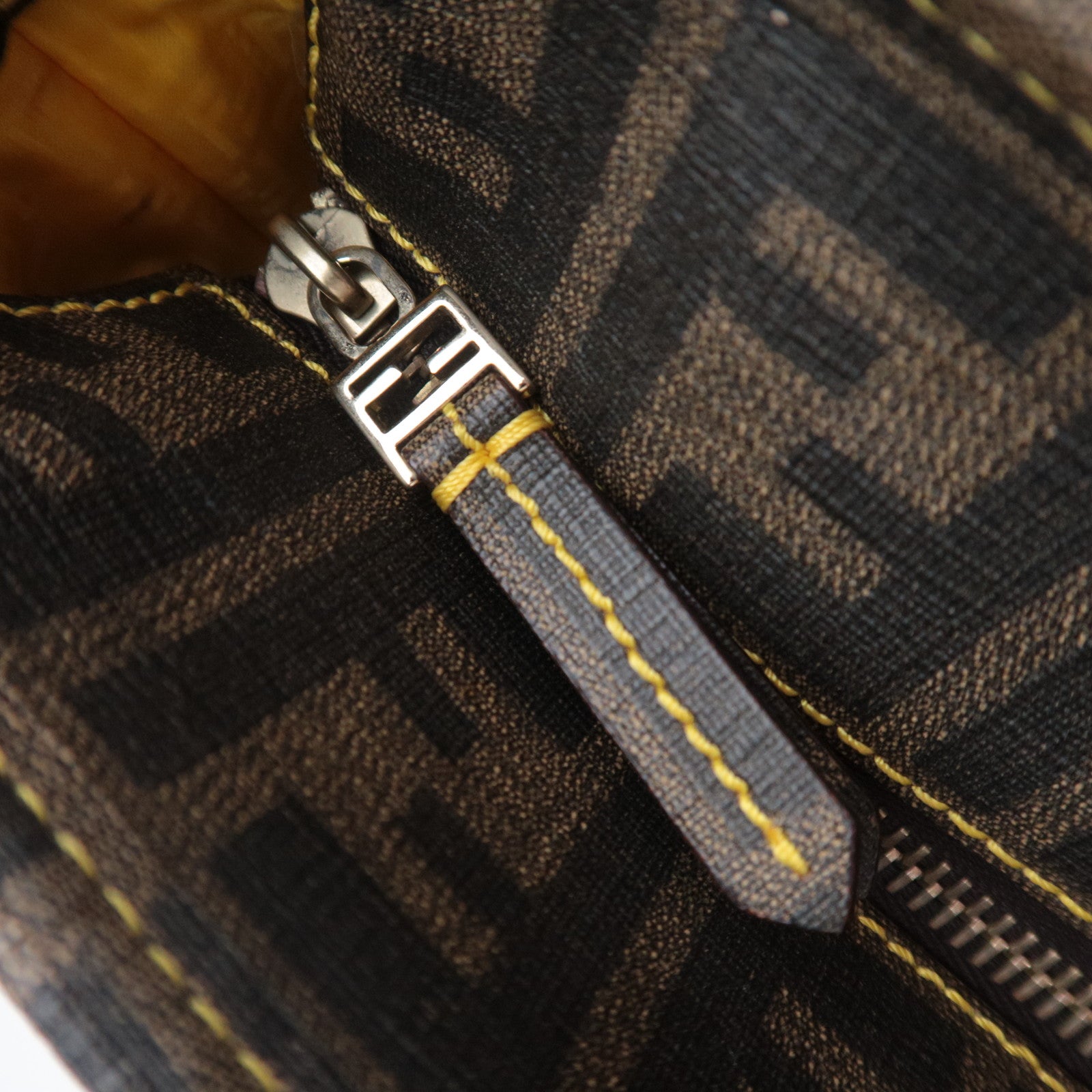 FENDI Zucca PVC Tote Bag Brown Black Yellow 8BH198