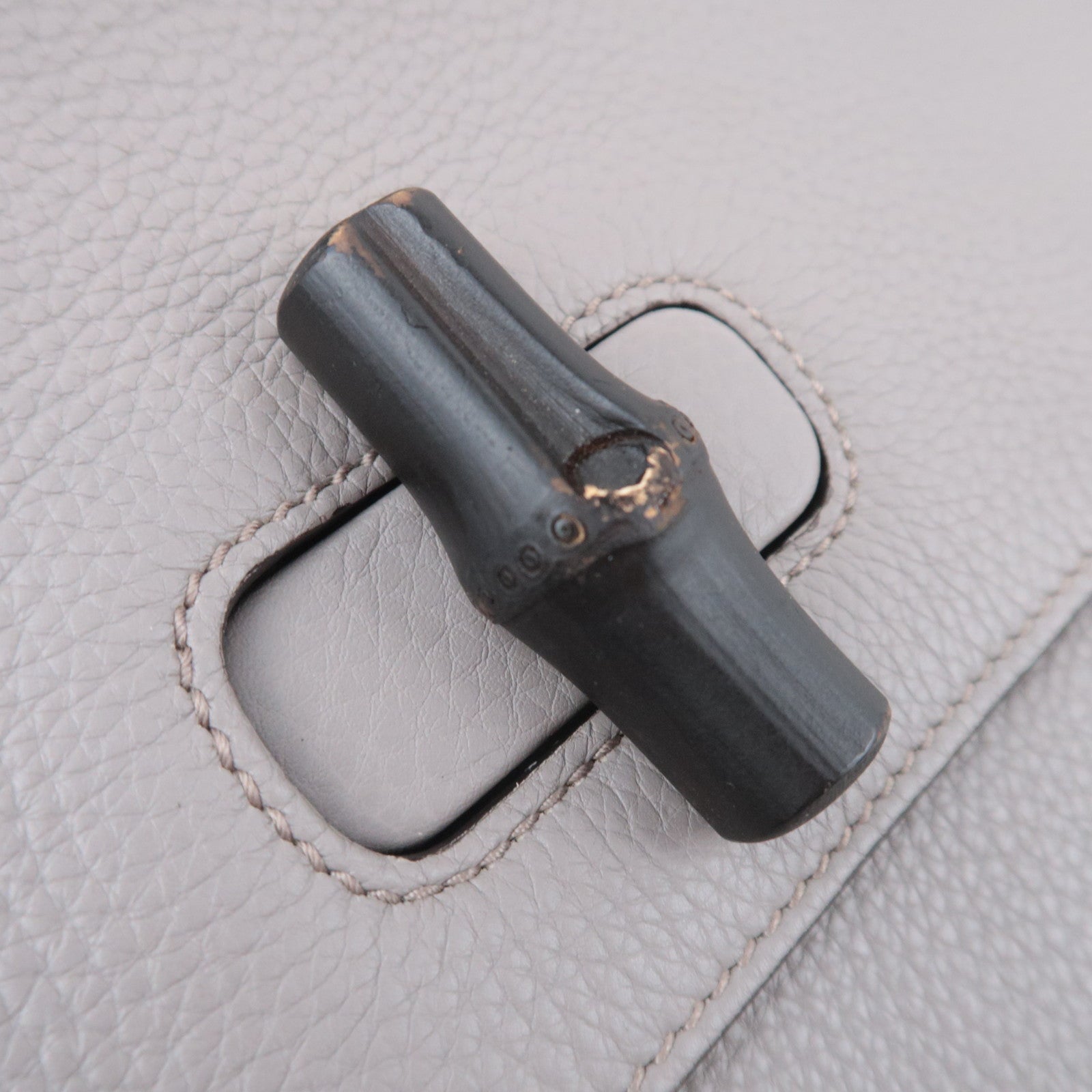 GUCCI Bamboo Daily 2Way Leather Handbag Gray 370830