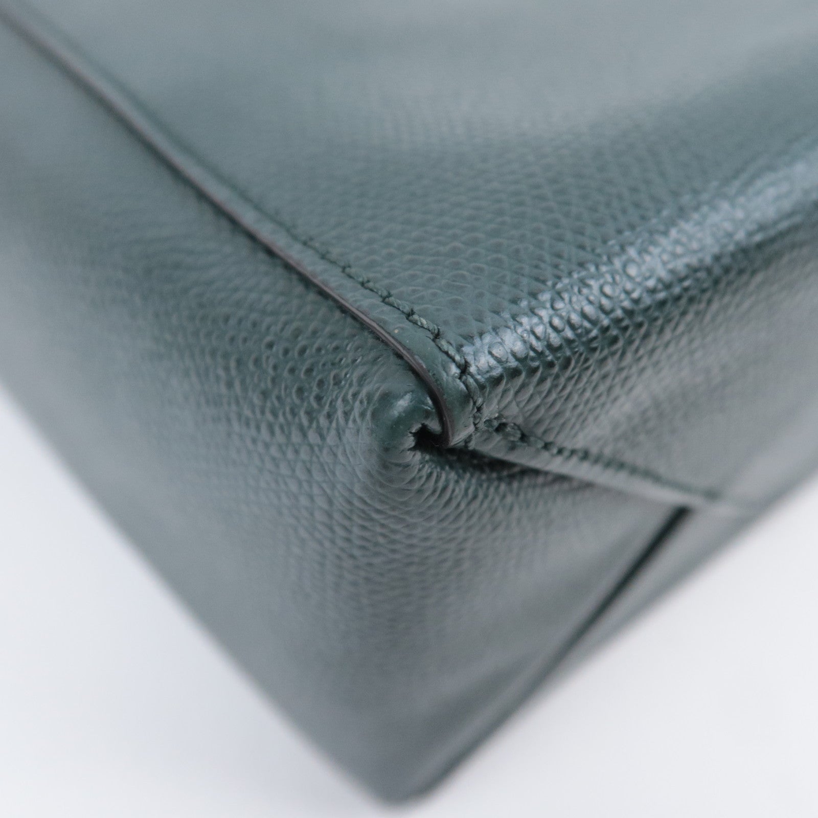CELINE Vertical Cabas Small 2Way Leather Tote Bag Green 189813