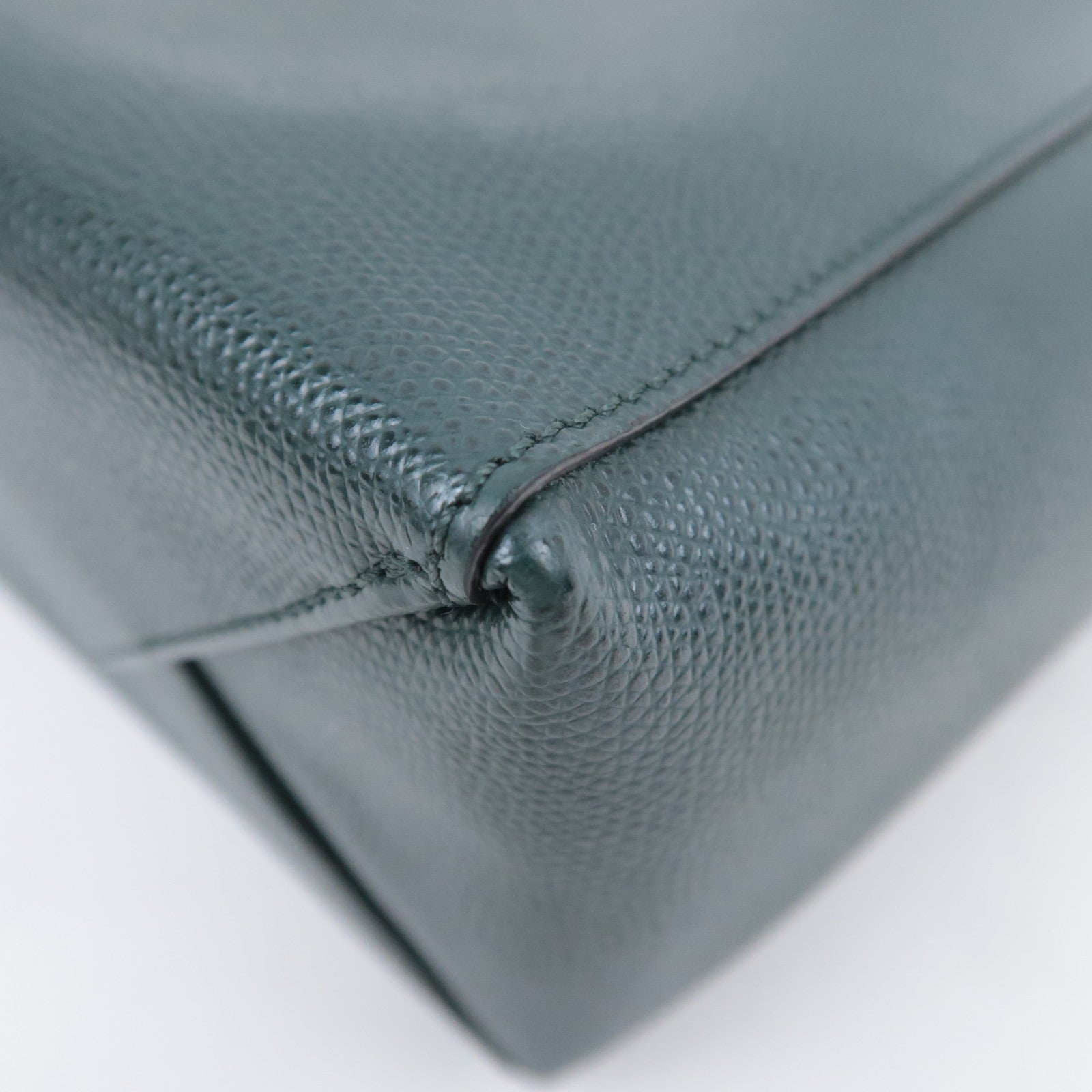 CELINE Vertical Cabas Small 2Way Leather Tote Bag Green 189813