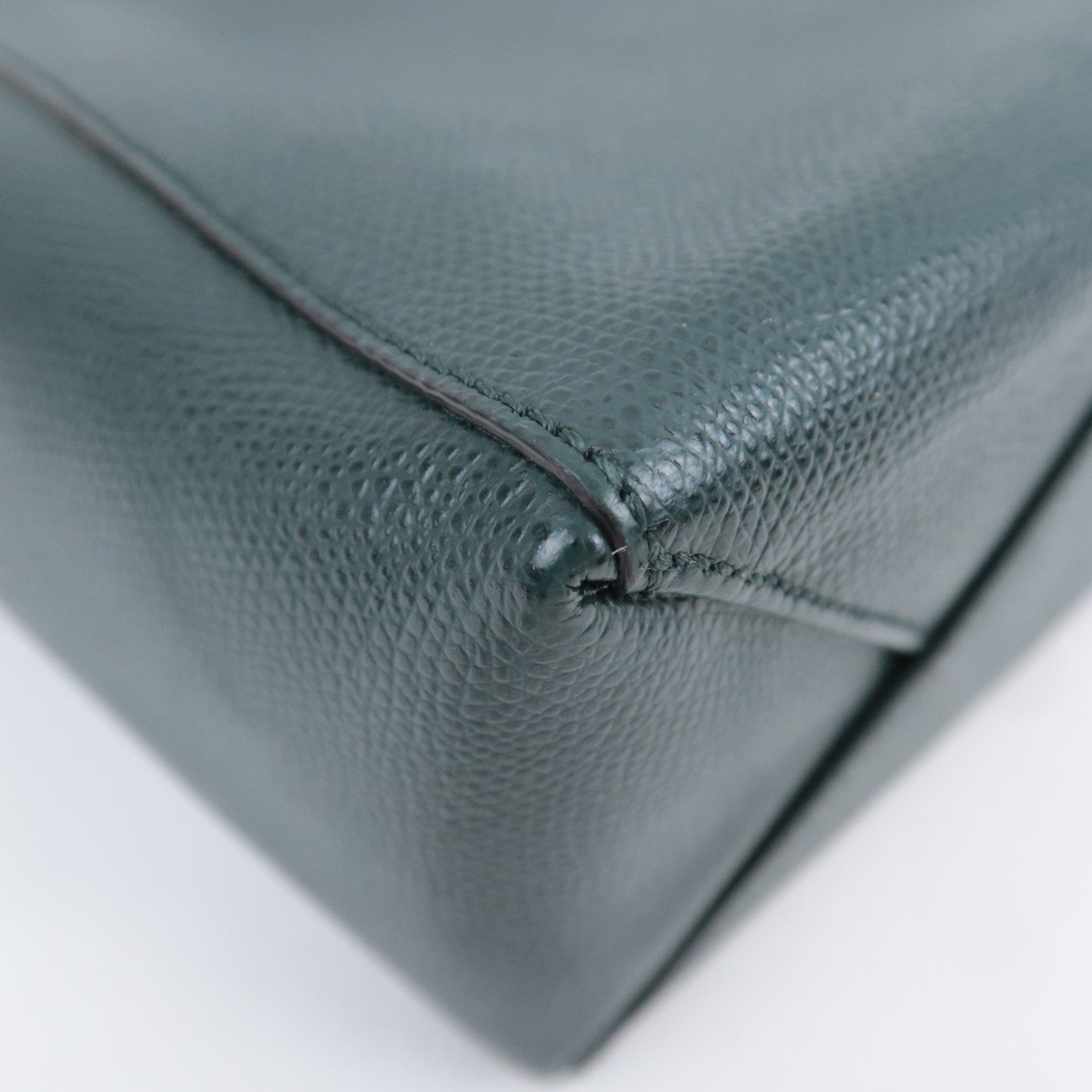 CELINE Vertical Cabas Small 2Way Leather Tote Bag Green 189813