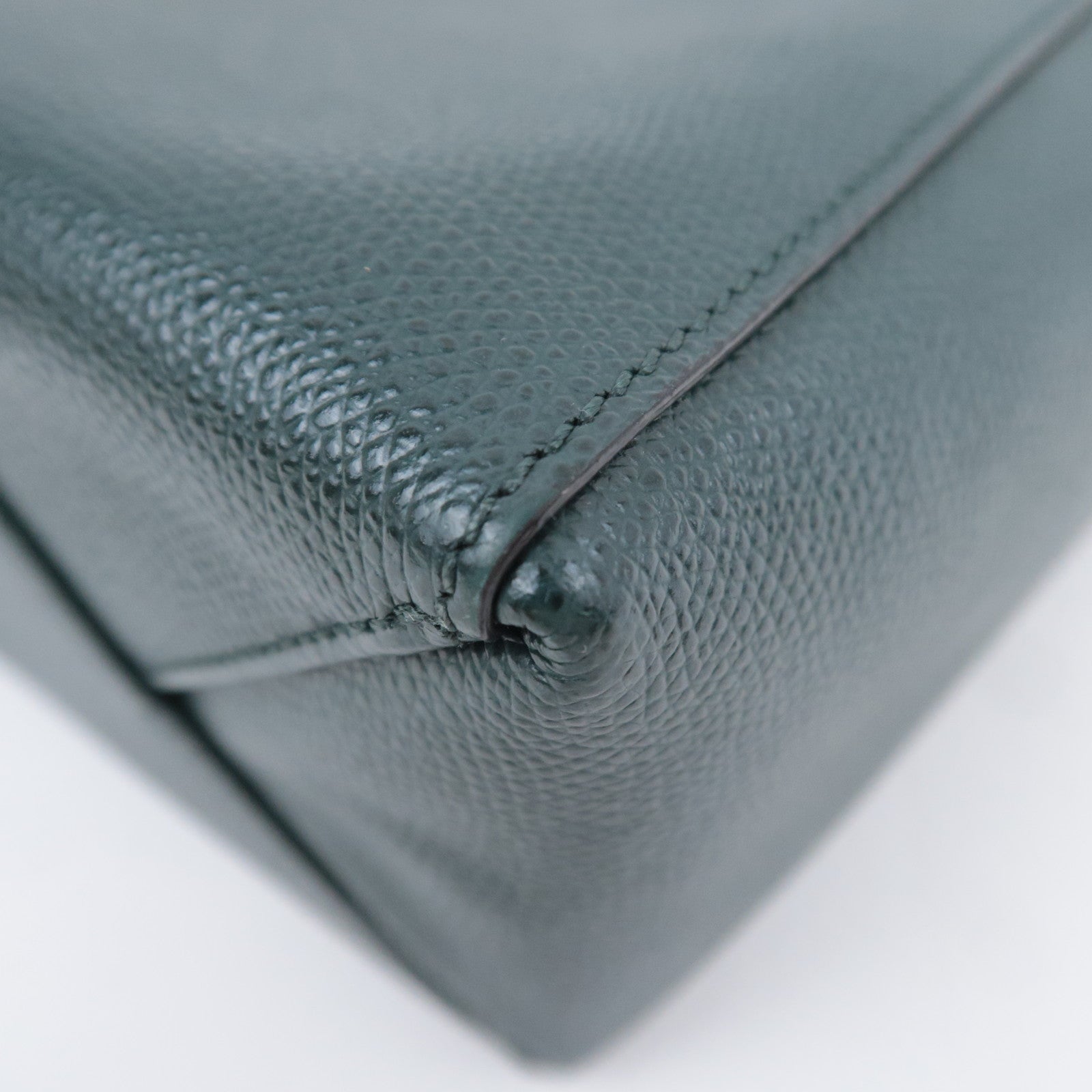 CELINE Vertical Cabas Small 2Way Leather Tote Bag Green 189813