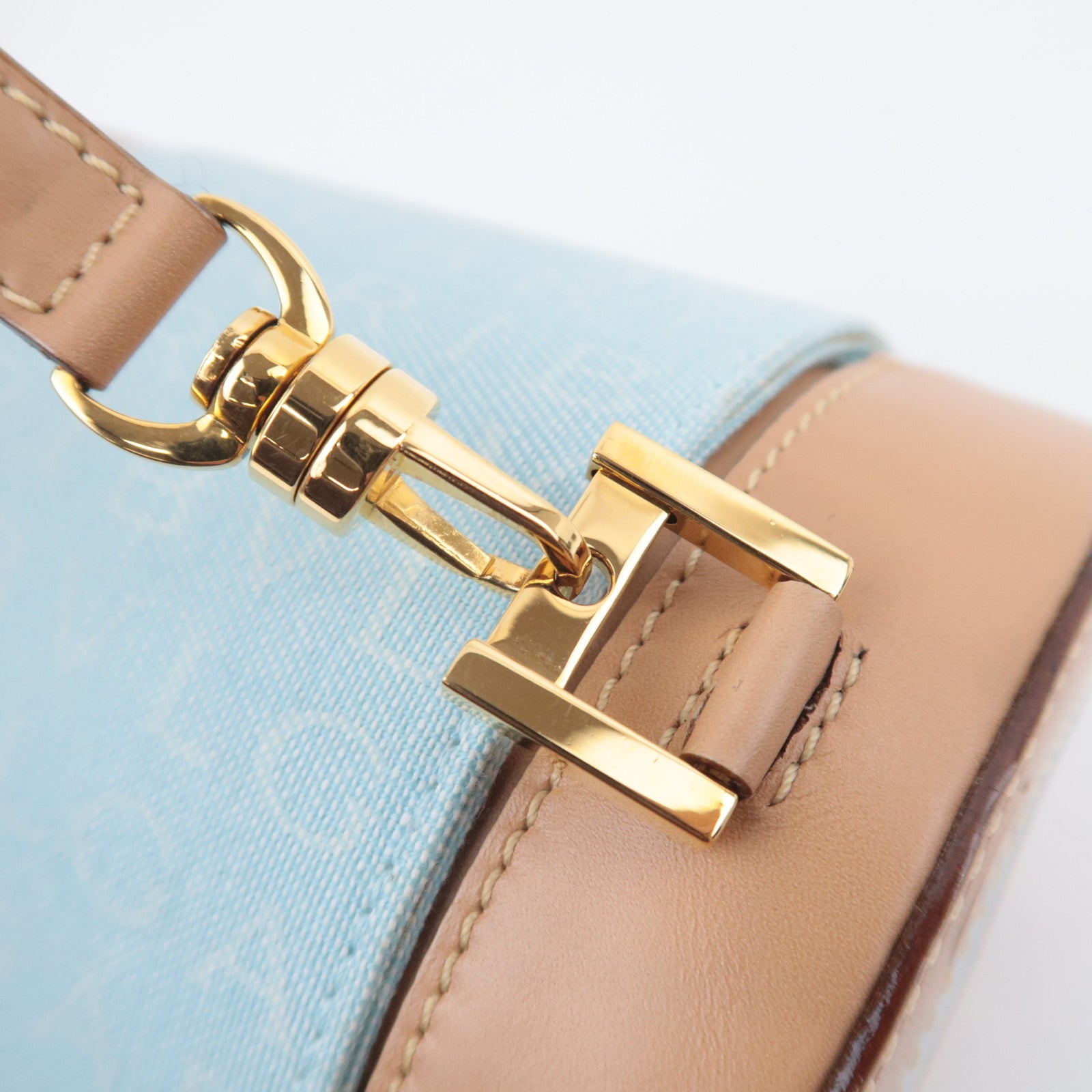 BVLGARI B-Zero1 Logo Mania Canvas Barrel Bag Light Blue