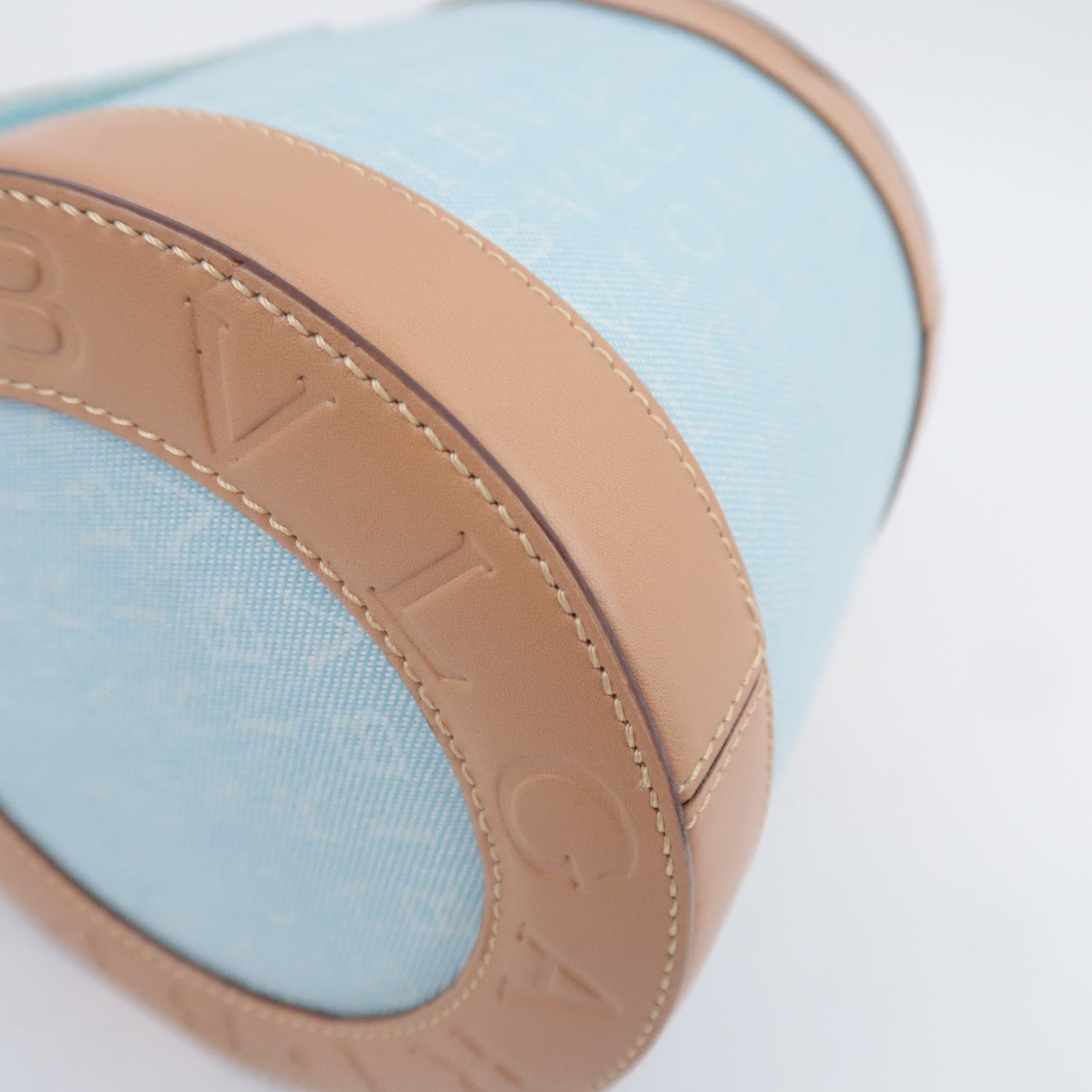 BVLGARI B-Zero1 Logo Mania Canvas Barrel Bag Light Blue