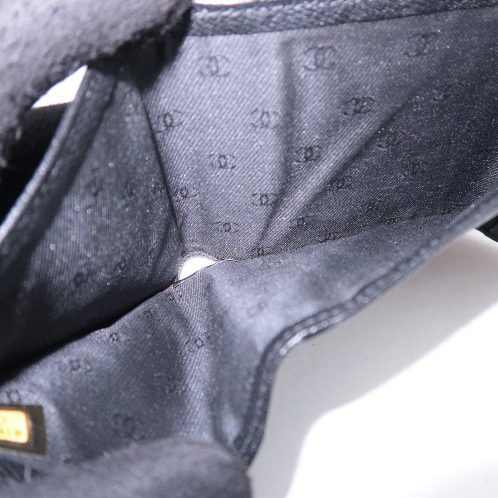 CHANEL Coco Button Leather Wallet Black