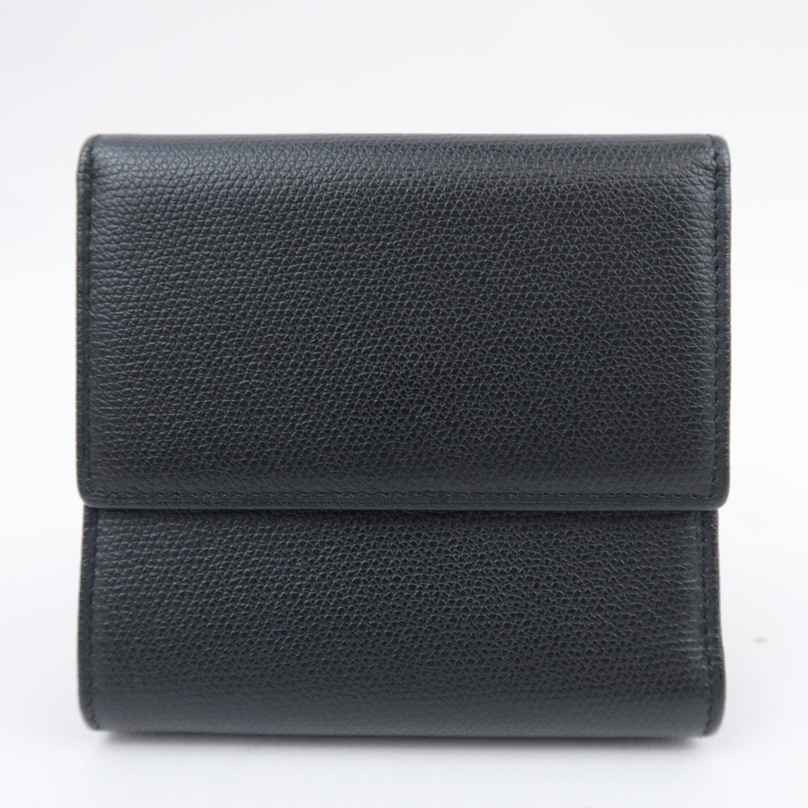 CHANEL Coco Button Leather Wallet Black