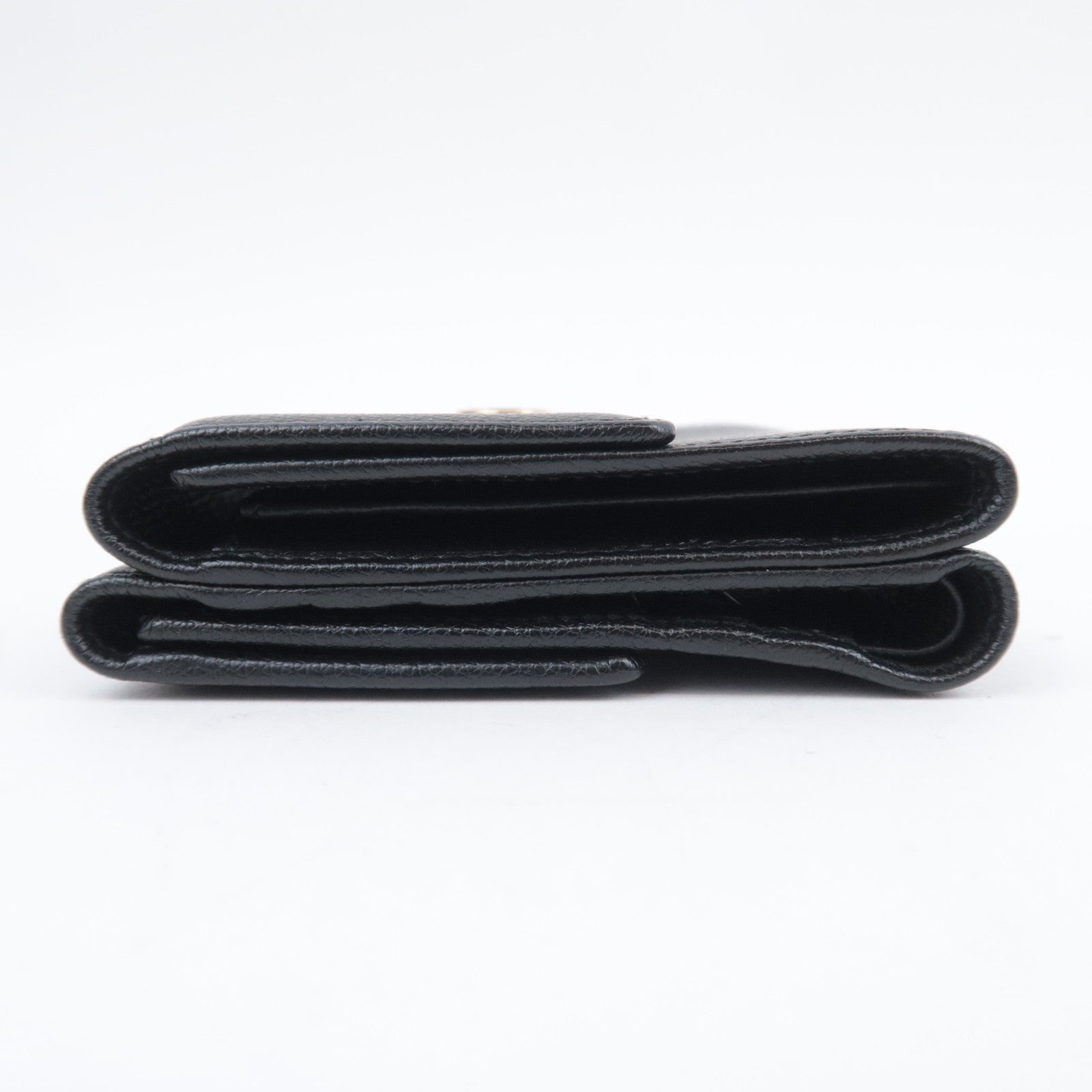 CHANEL Coco Button Leather Wallet Black