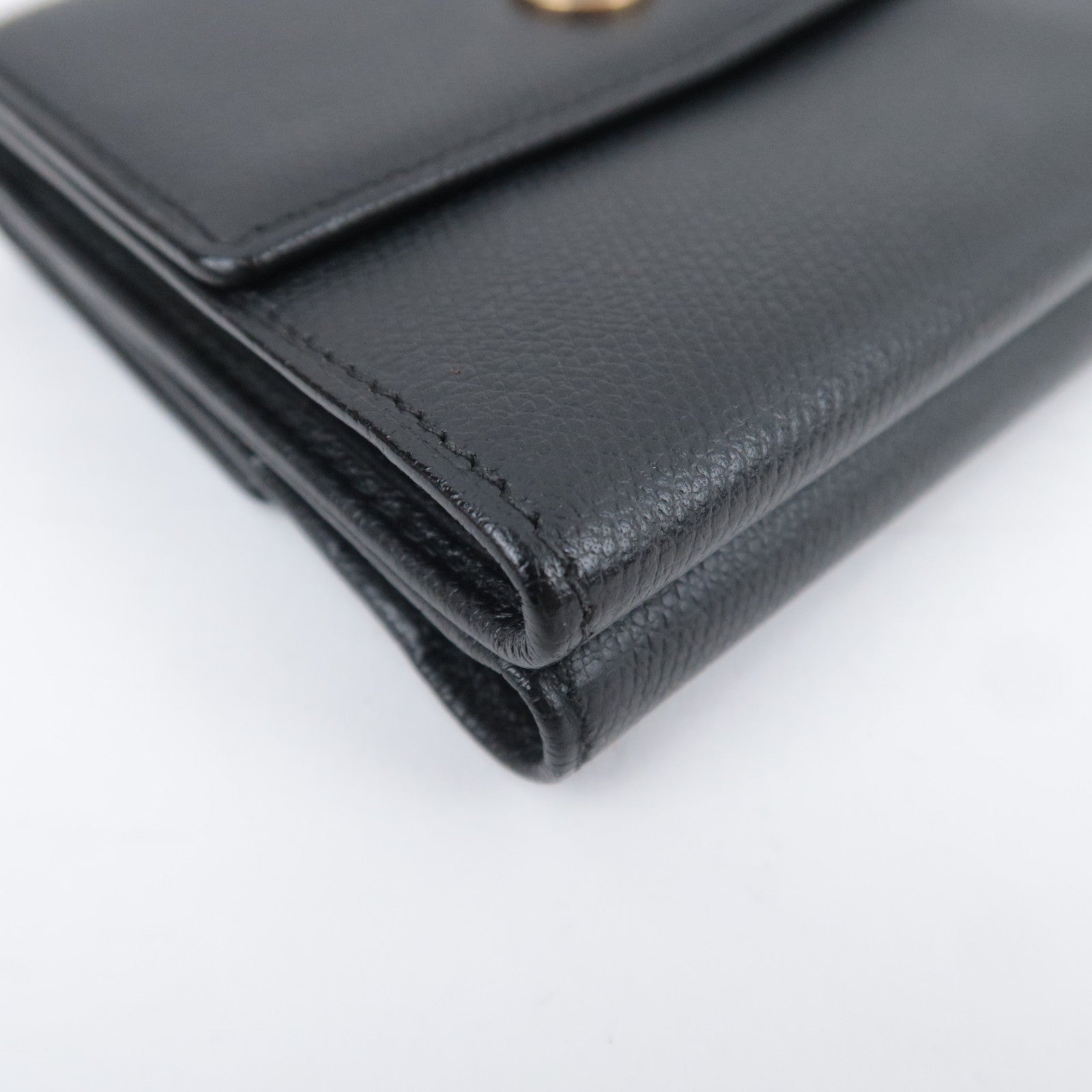CHANEL Coco Button Leather Wallet Black