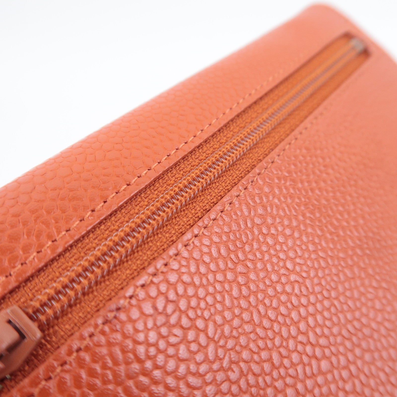 CHANEL Coco Mark Wallet Caviarskin Orange