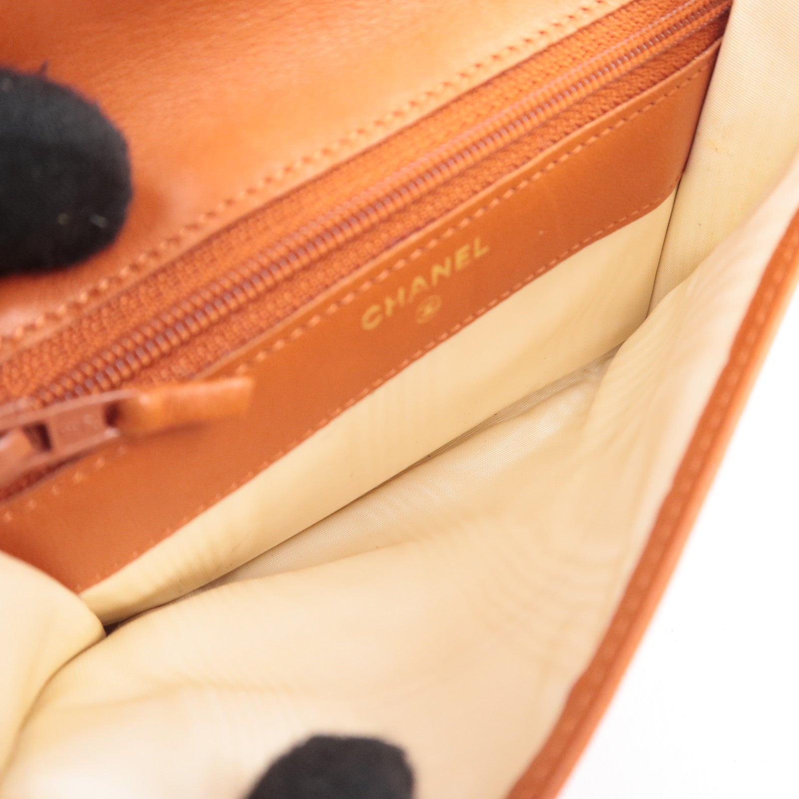 CHANEL Coco Mark Wallet Caviarskin Orange