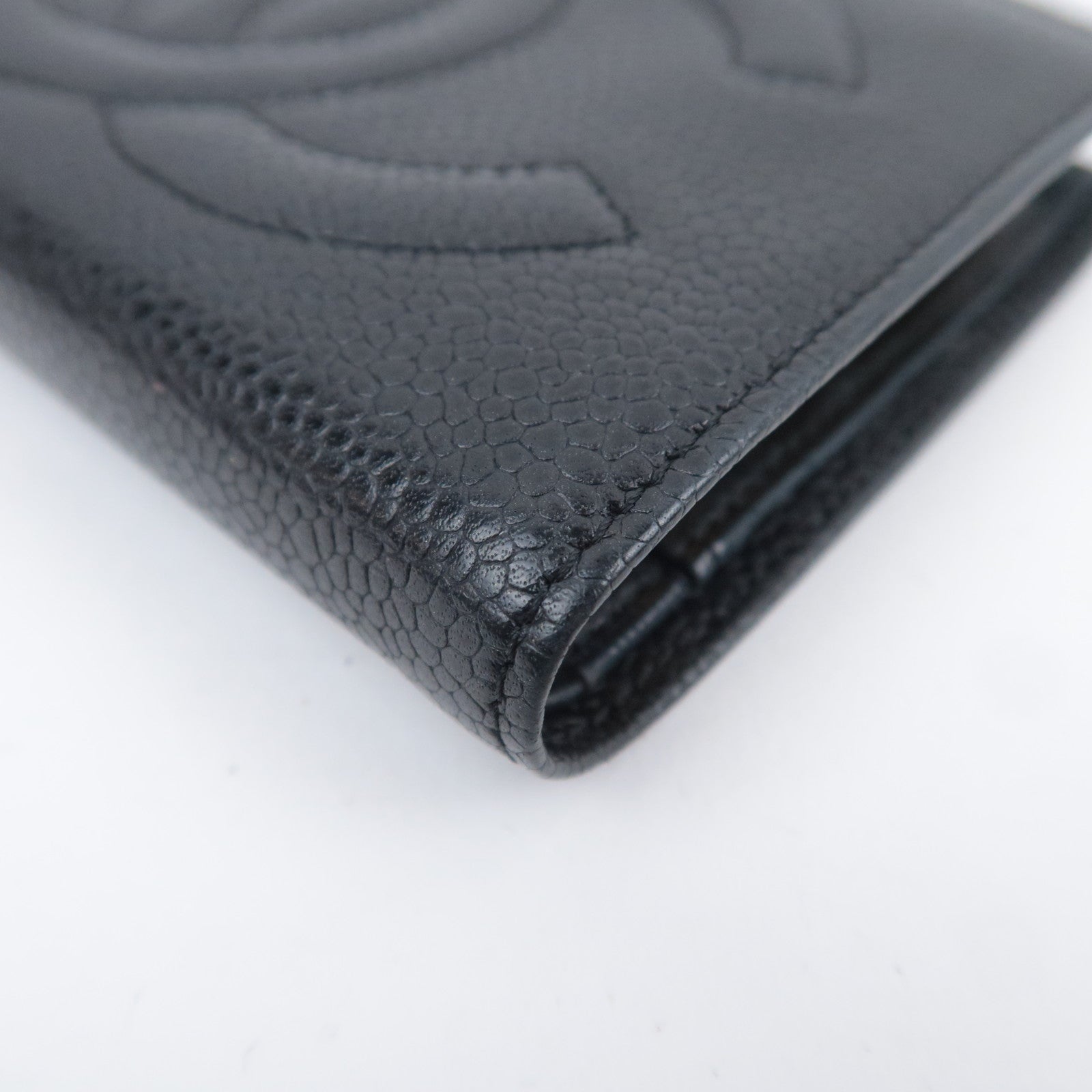 CHANEL Coco Mark Kiss Lock Wallet Caviarskin Black Gold HDW