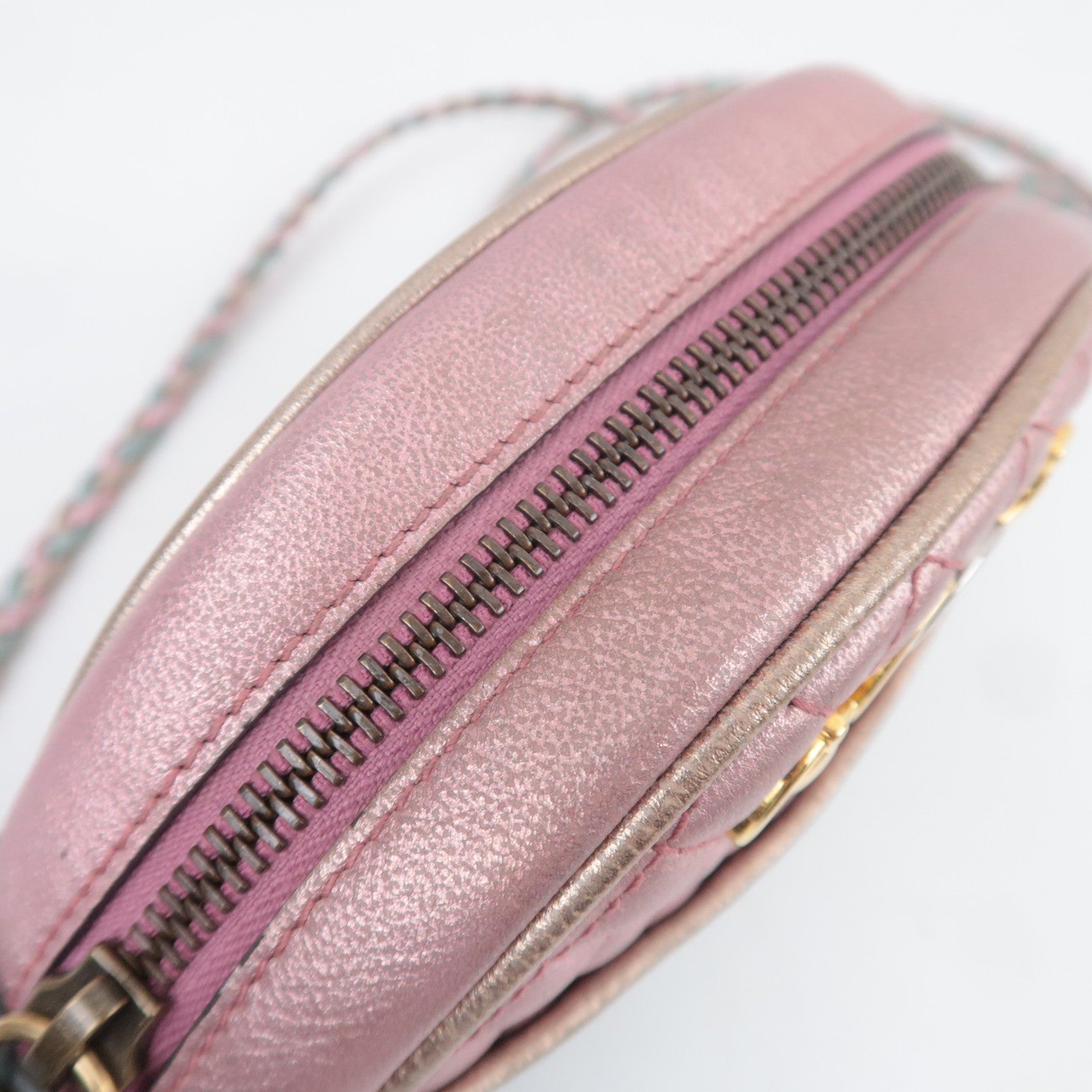 GUCCI Zumi Shoulder Bag Leather Metallic Pink Blue 534951