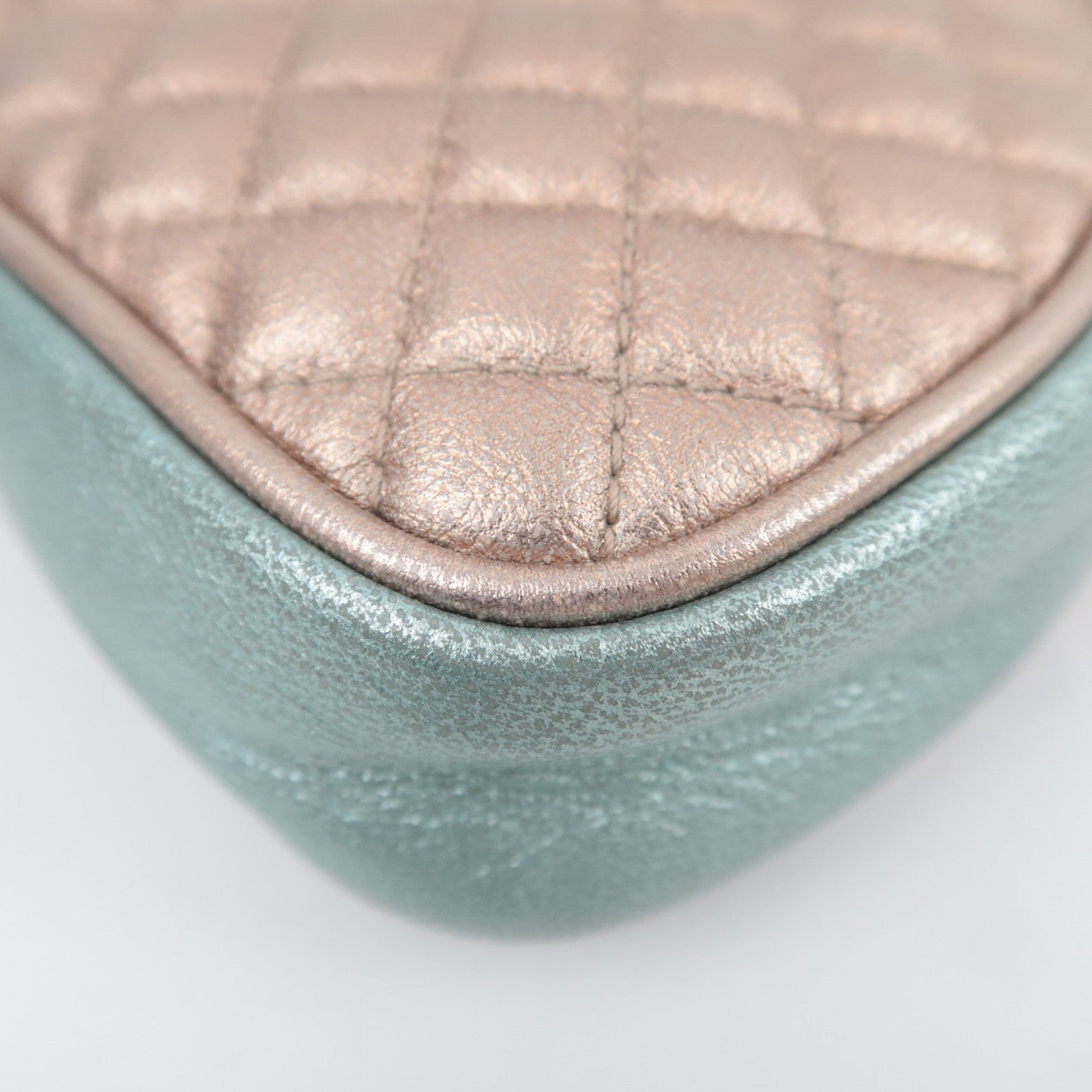 GUCCI Zumi Shoulder Bag Leather Metallic Pink Blue 534951