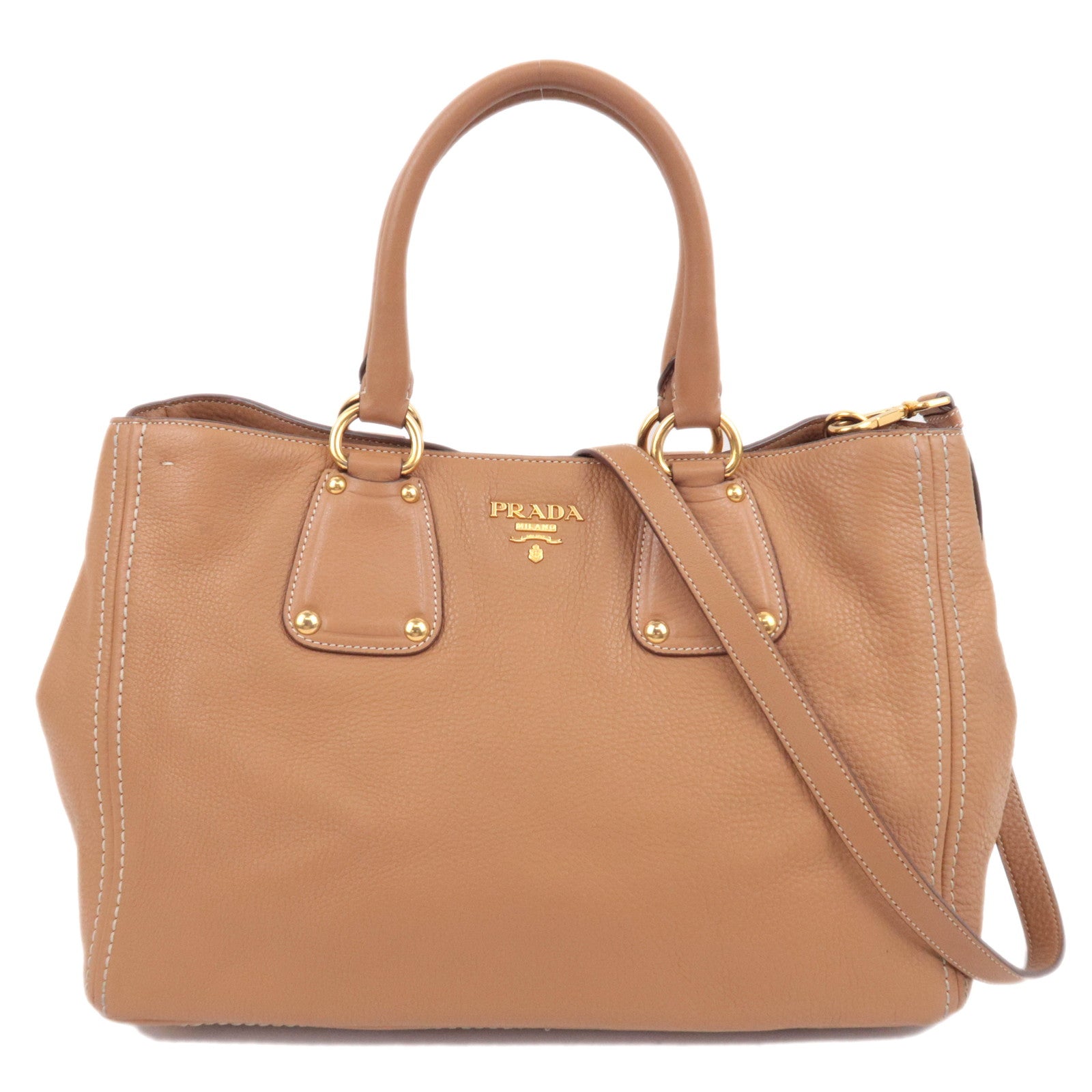 PRADA 2Way Leather Tote Bag Brown91805