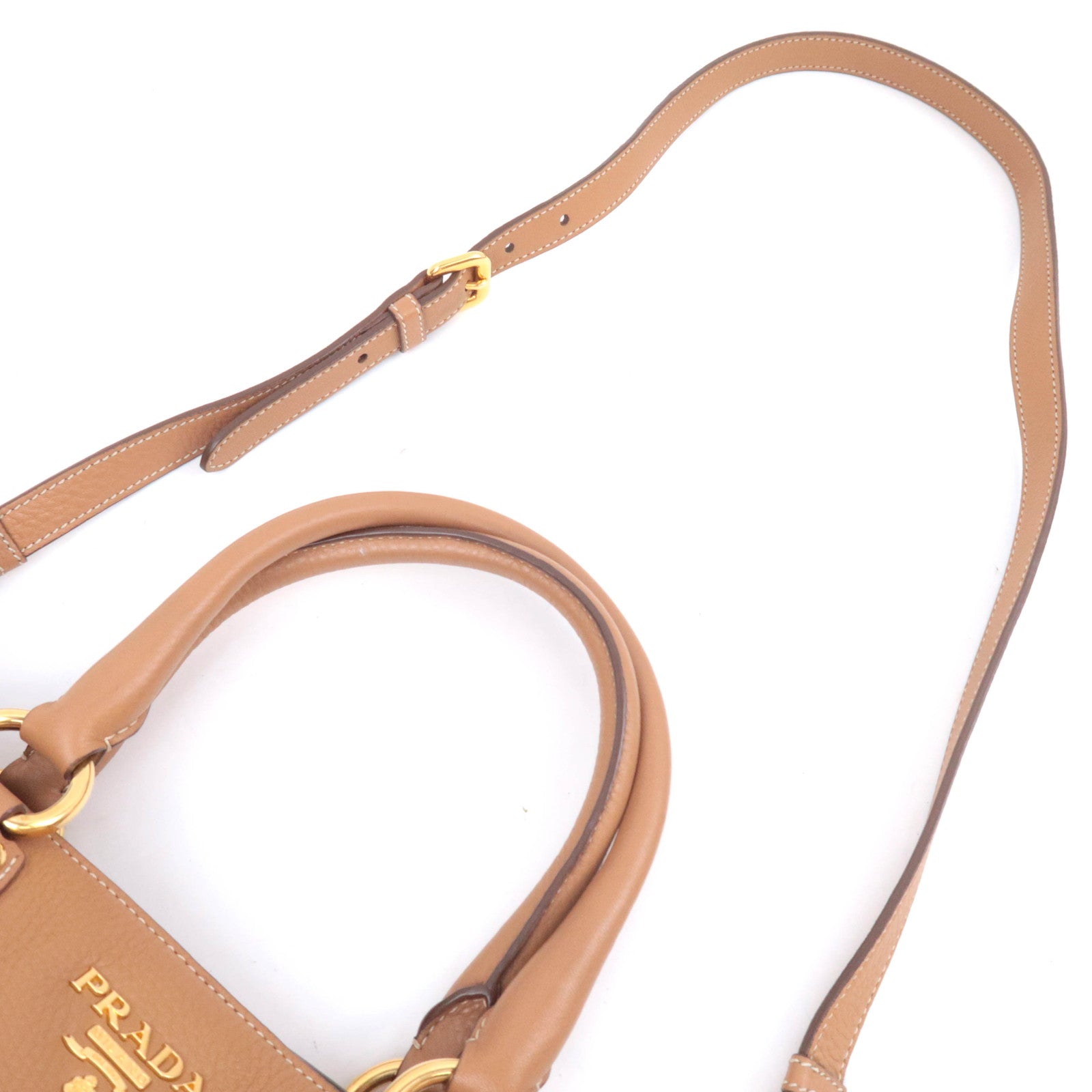 PRADA 2Way Leather Tote Bag Brown