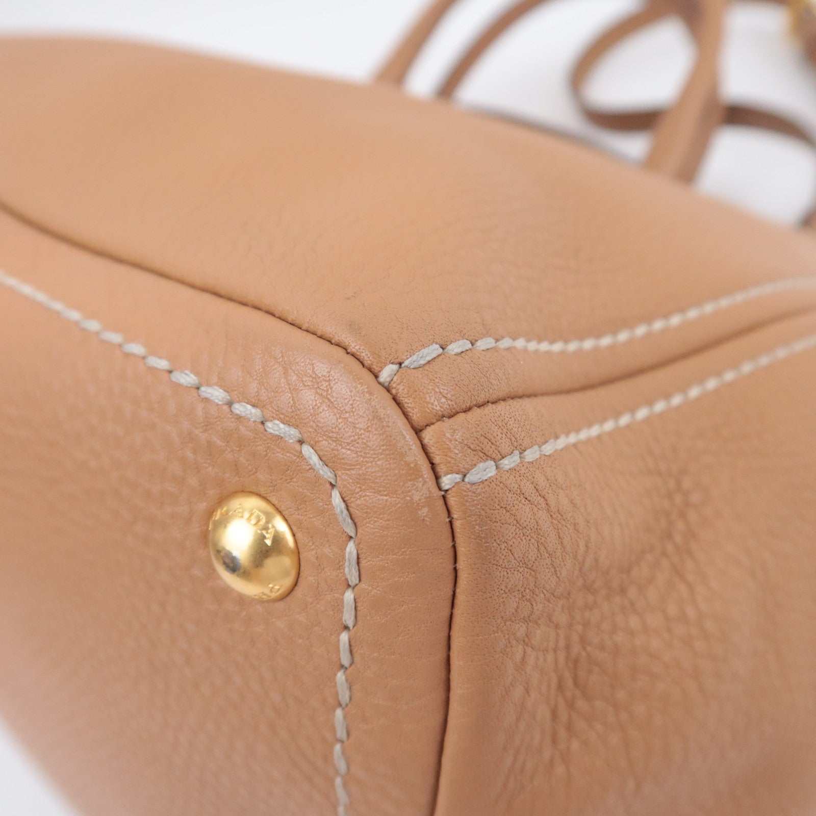 PRADA 2Way Leather Tote Bag Brown