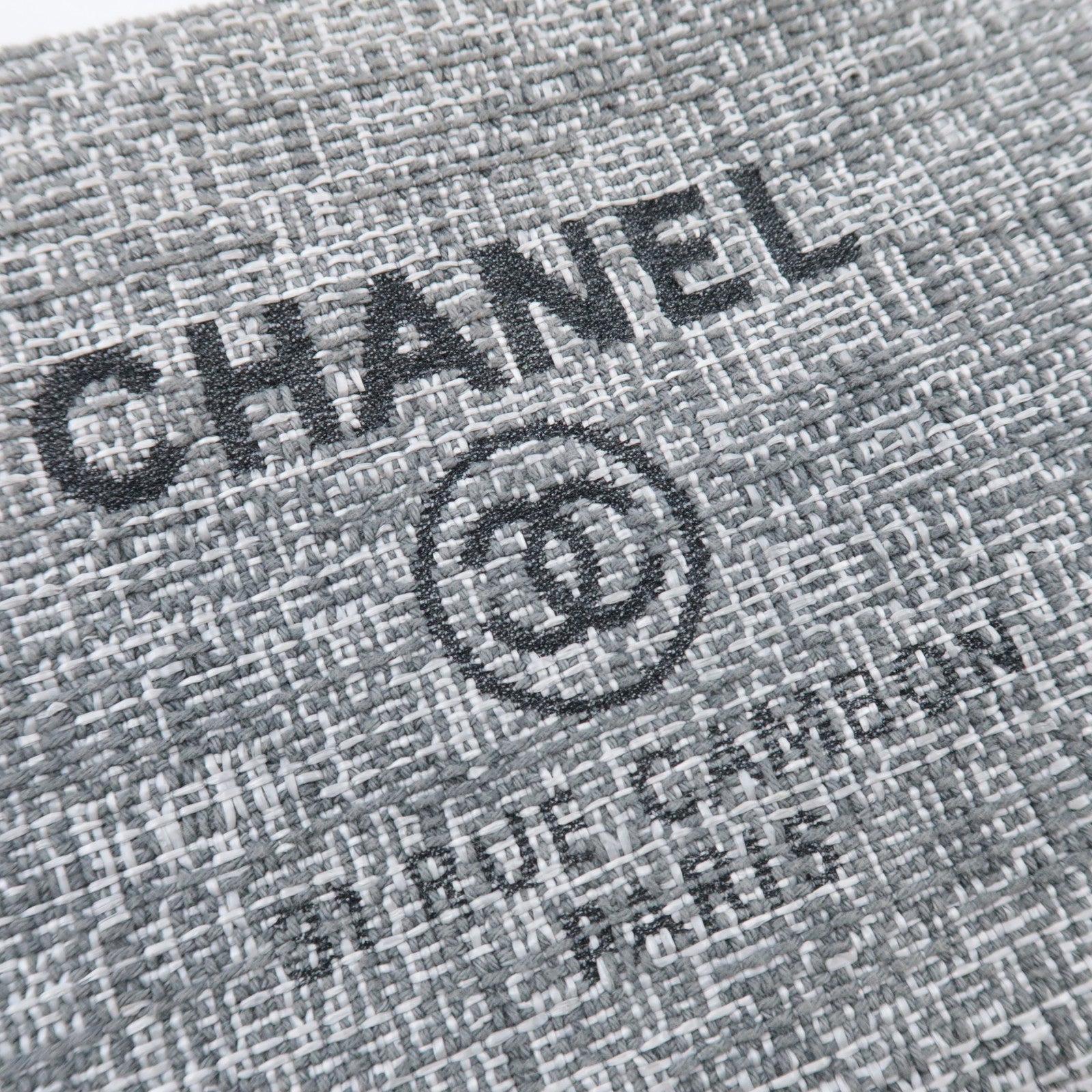 CHANEL Deauville Tweed Clutch Bag Gray
