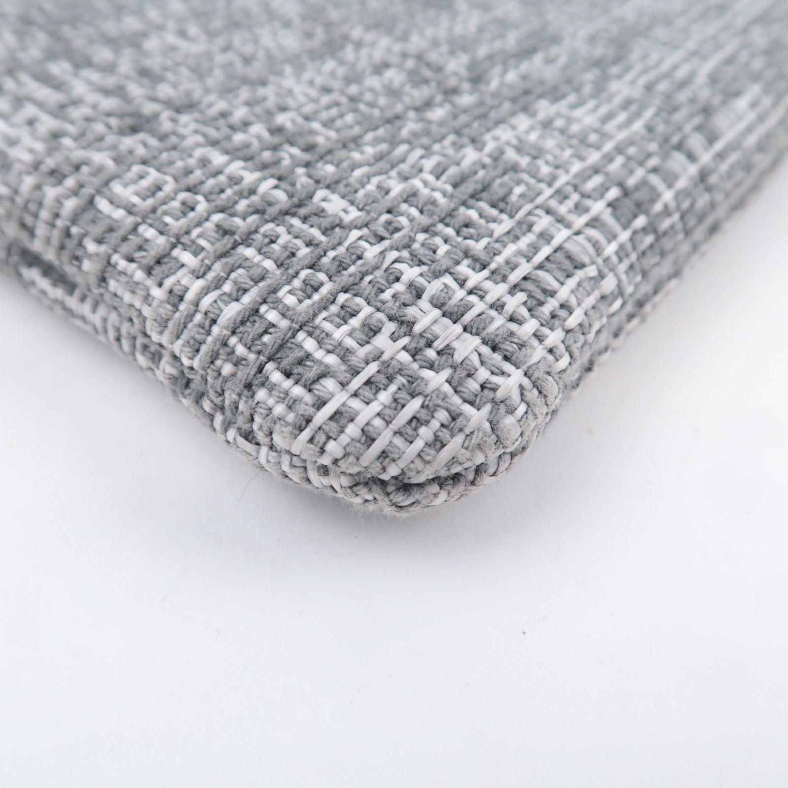 CHANEL Deauville Tweed Clutch Bag Gray
