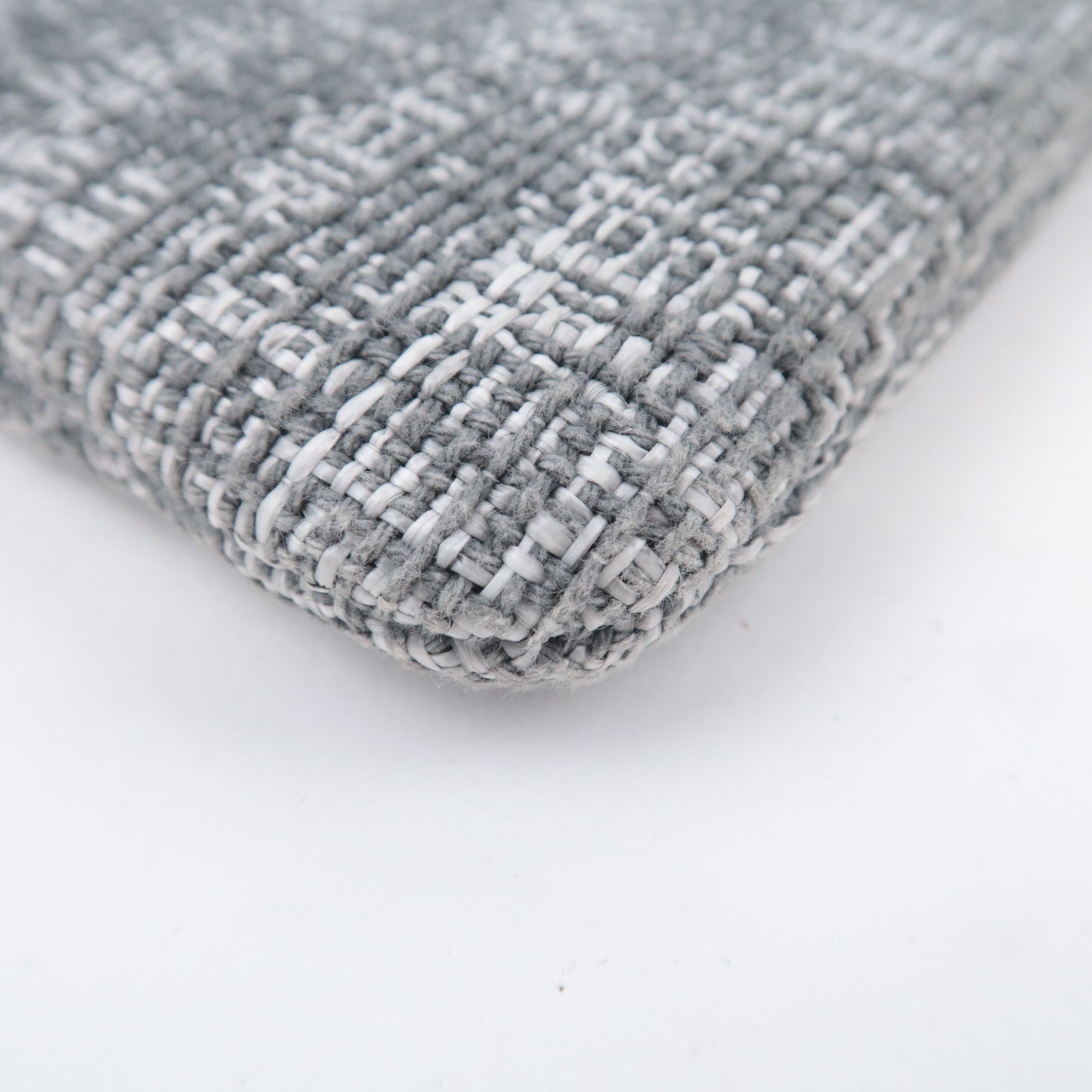 CHANEL Deauville Tweed Clutch Bag Gray