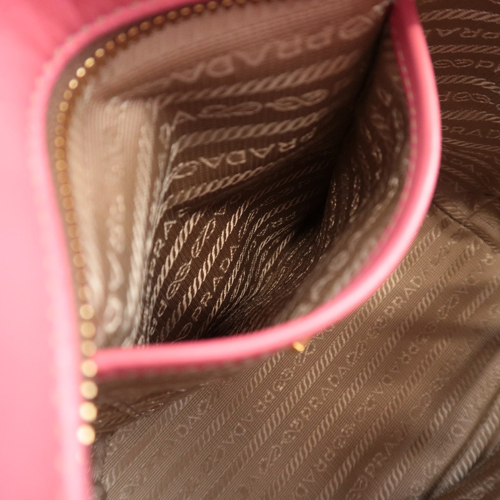 PRADA Logo Jacquard Shoulder Bag Beige Pink 1BE021