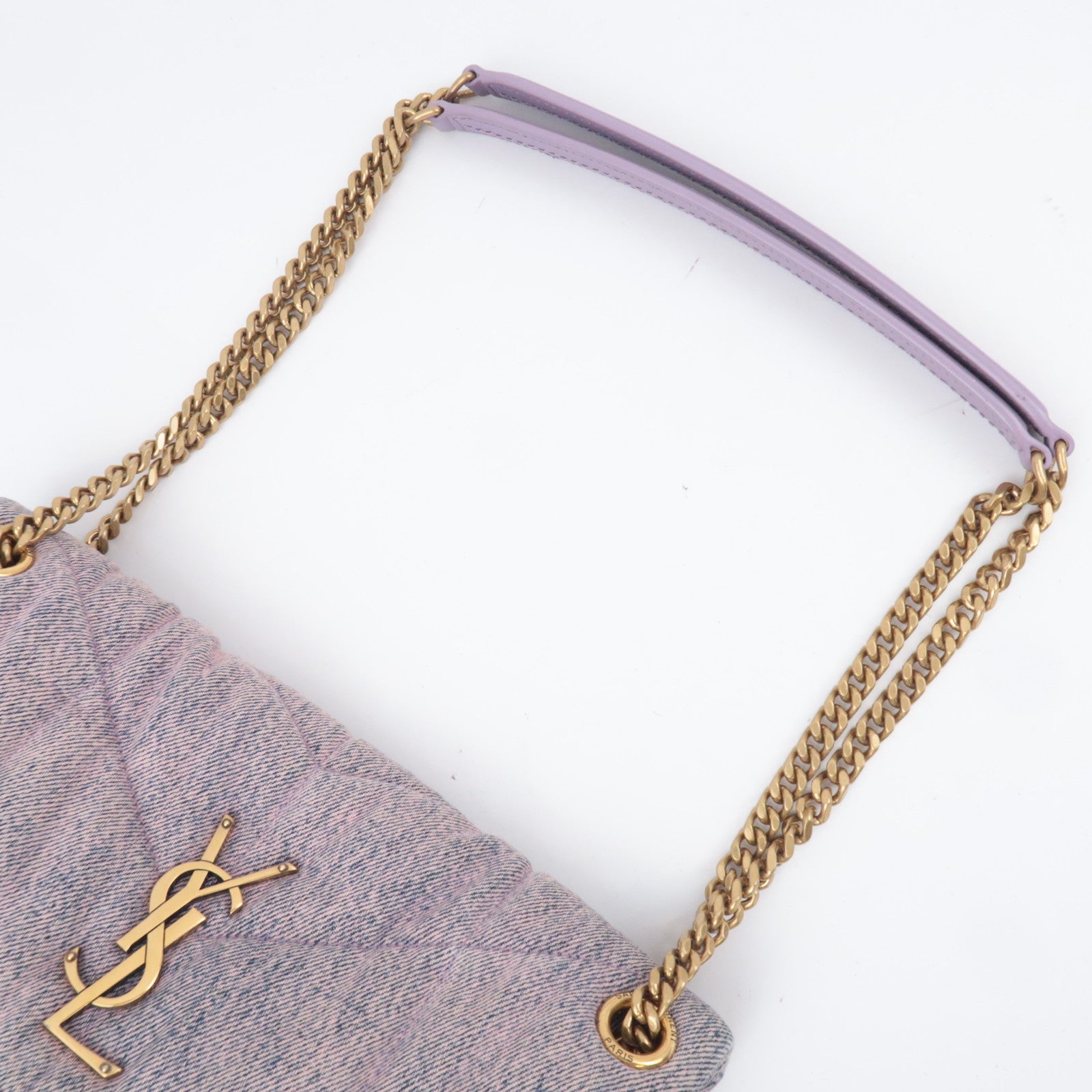 SAINT LAURENT Loulou Puffer Small Denim Chain Shoulder Bag 577476