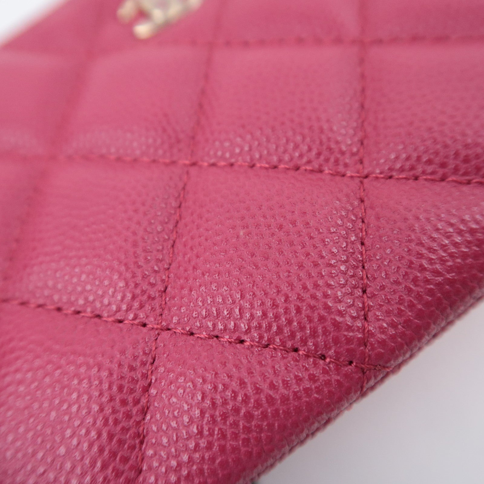 CHANEL Coco Mark Matelasse Classic Mini Pouch Caviarskin Pink A82365