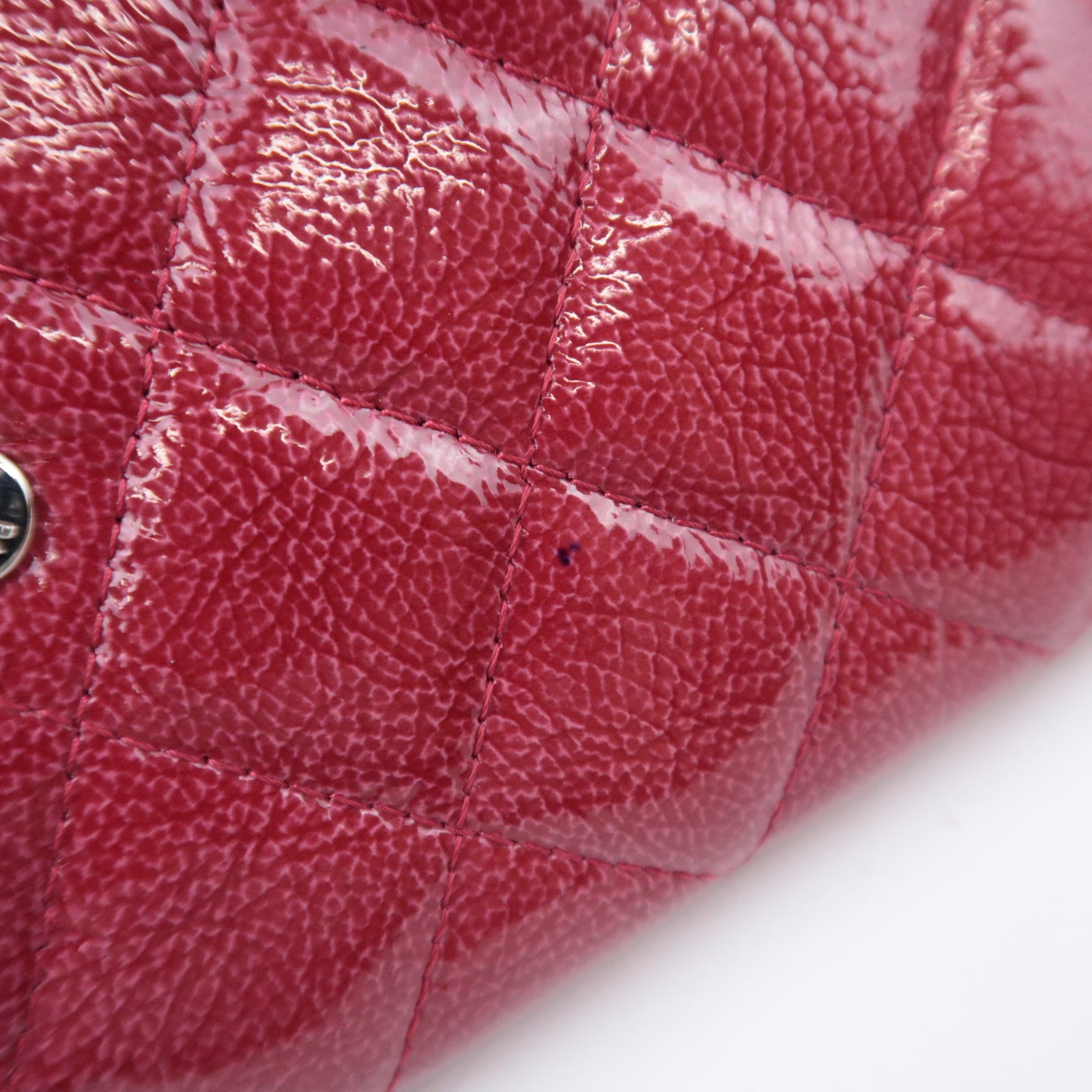 CHANEL Coco Mark Matelasse Patent Long Wallet Red