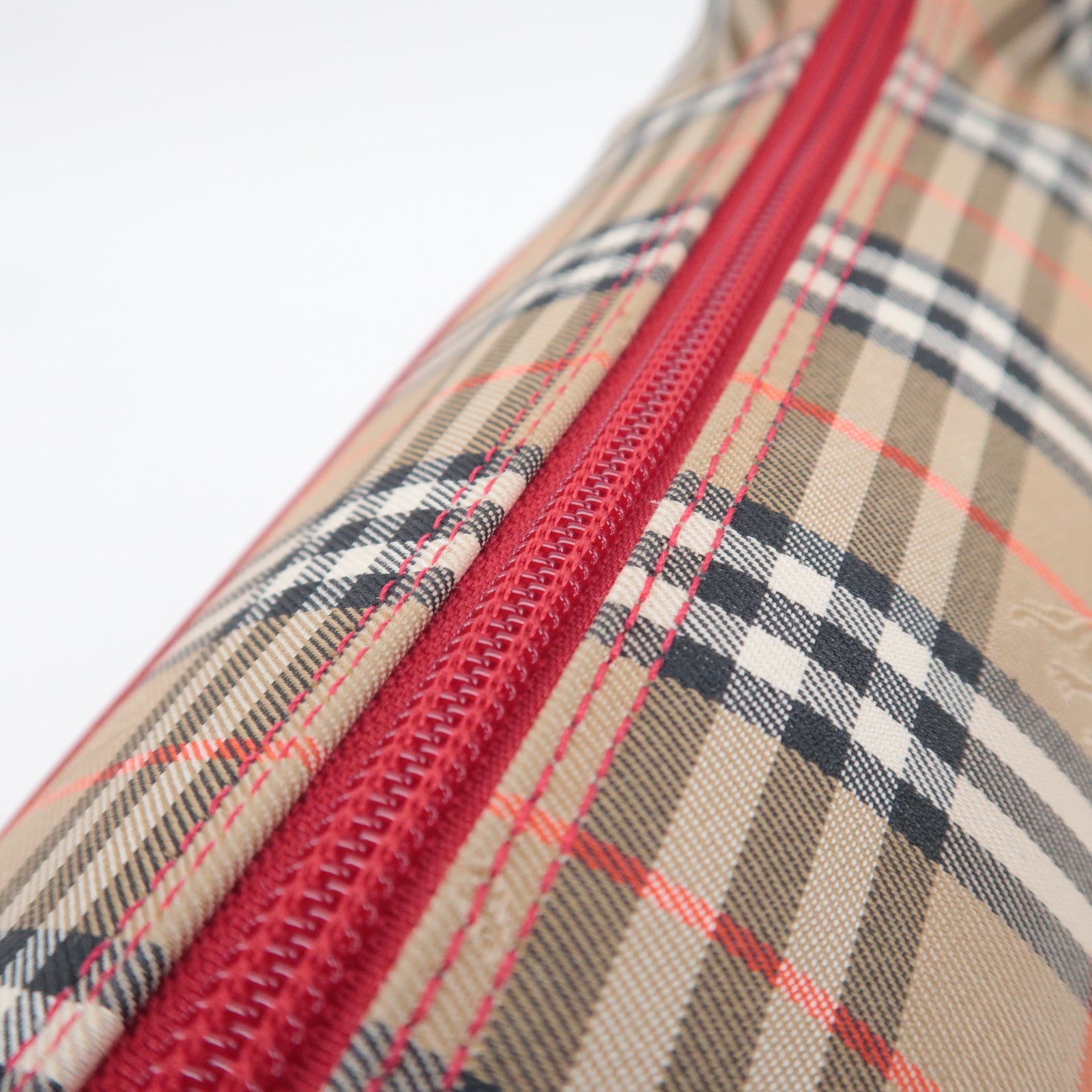 BURBERRY Nova Plaid Shoulder Bag Canvas Leather Beige
