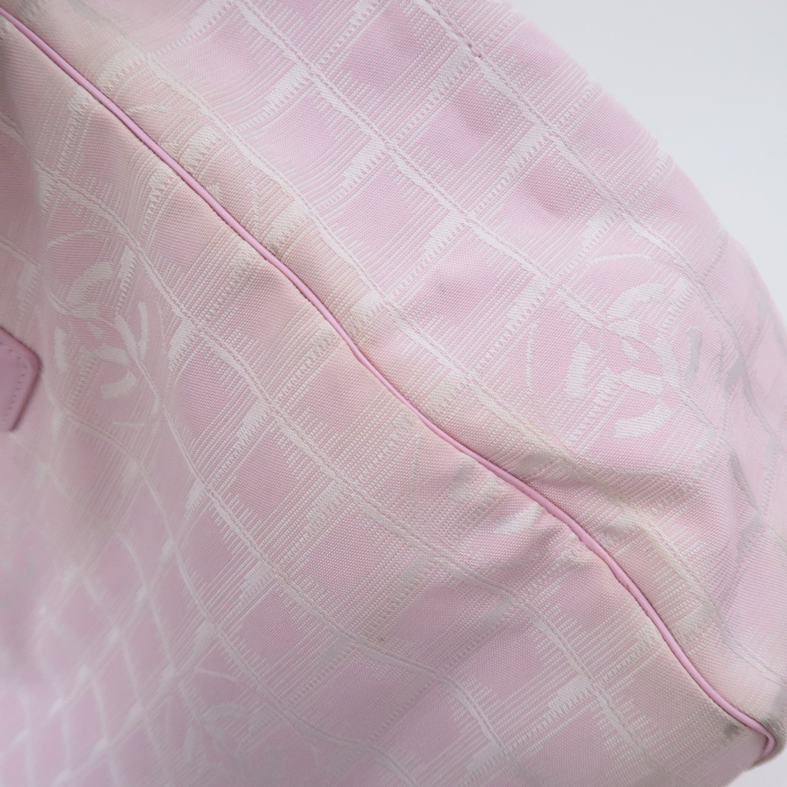 CHANEL Travel Line MM Nylon Jacquard Tote Bag Pink A15991