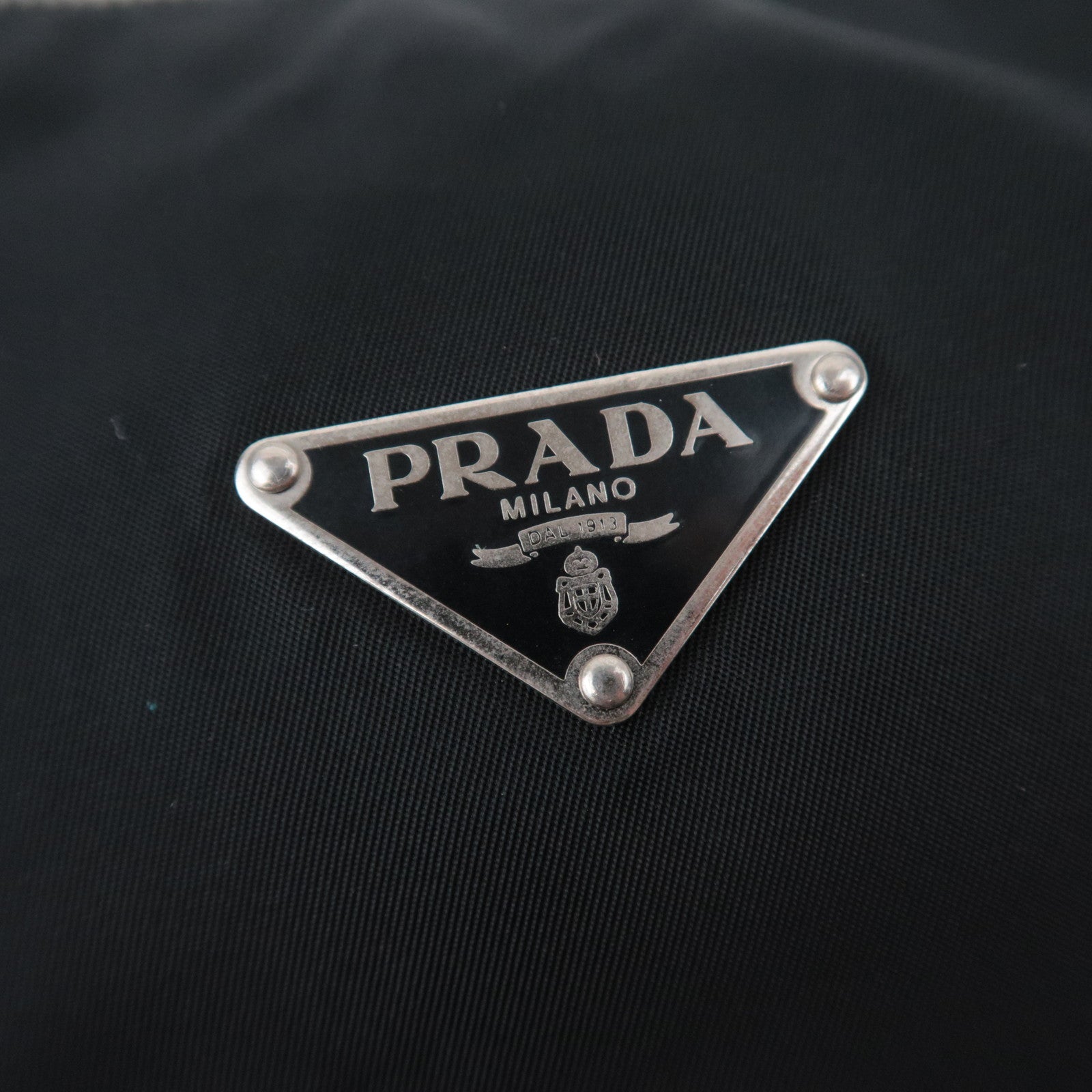 PRADA Logo Nylon Shoulder Bag Black BR1577