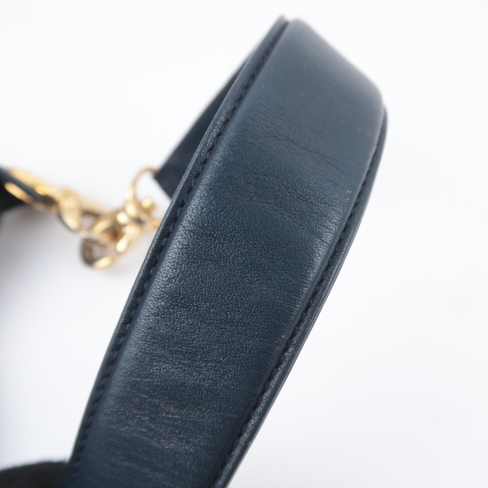 CELINE Macadam Turnlock Leather Shoulder Bag Navy