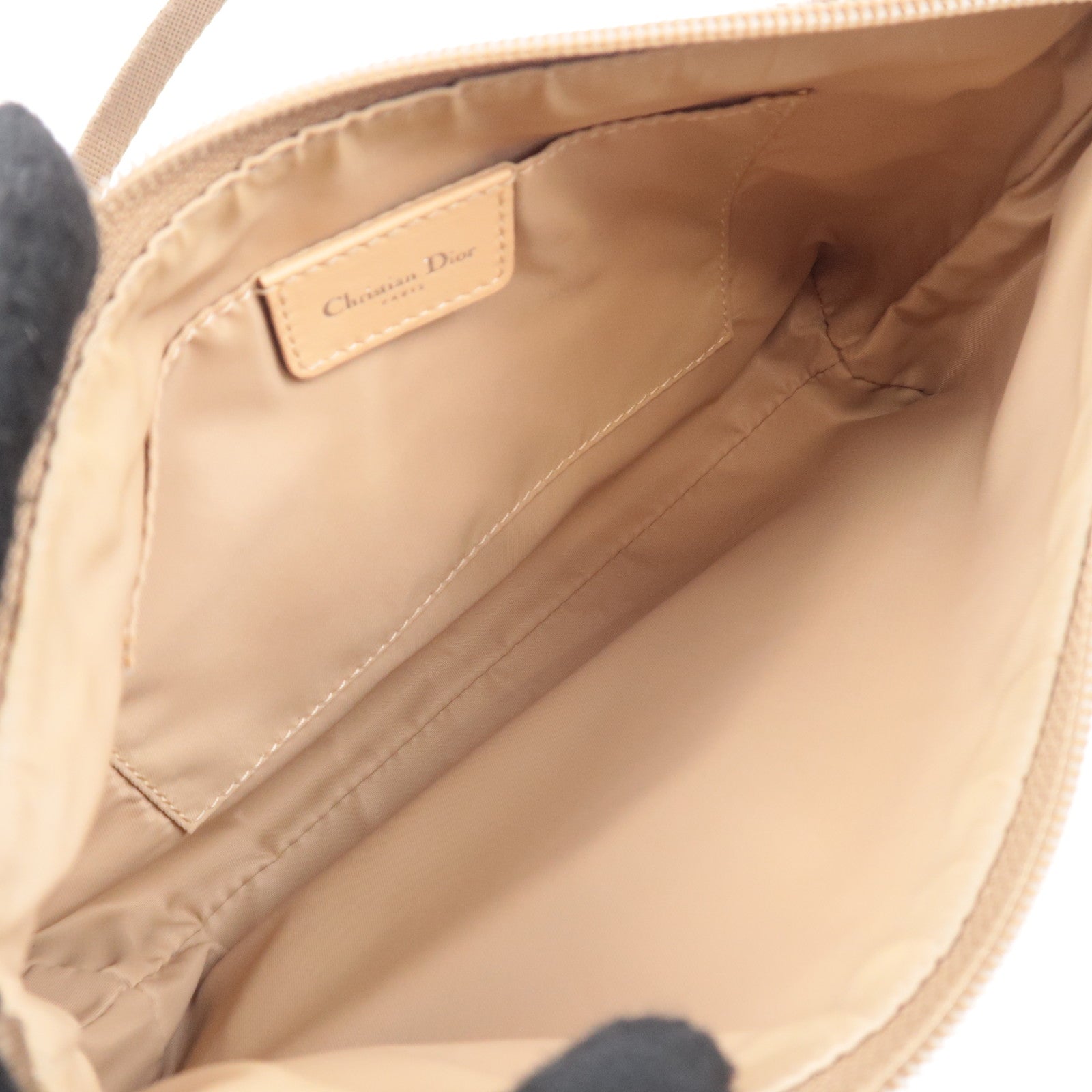 Christian Dior Trotter Canvas Shoulder Bag Beige