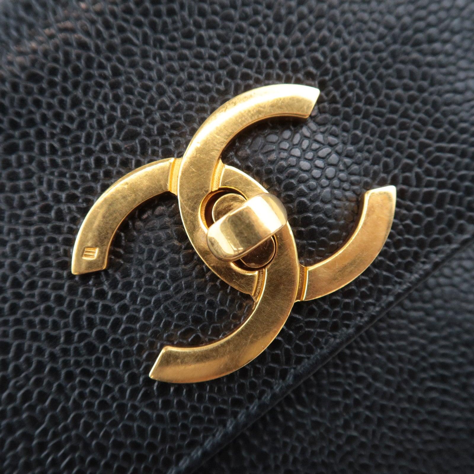 CHANEL Vintage Caviarskin Drawstring Shoulder Bag Black