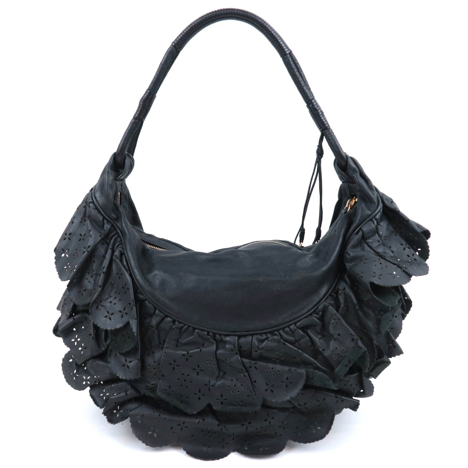Christian Dior Gypsy Ruffle Perforated Leather Hobo Bag