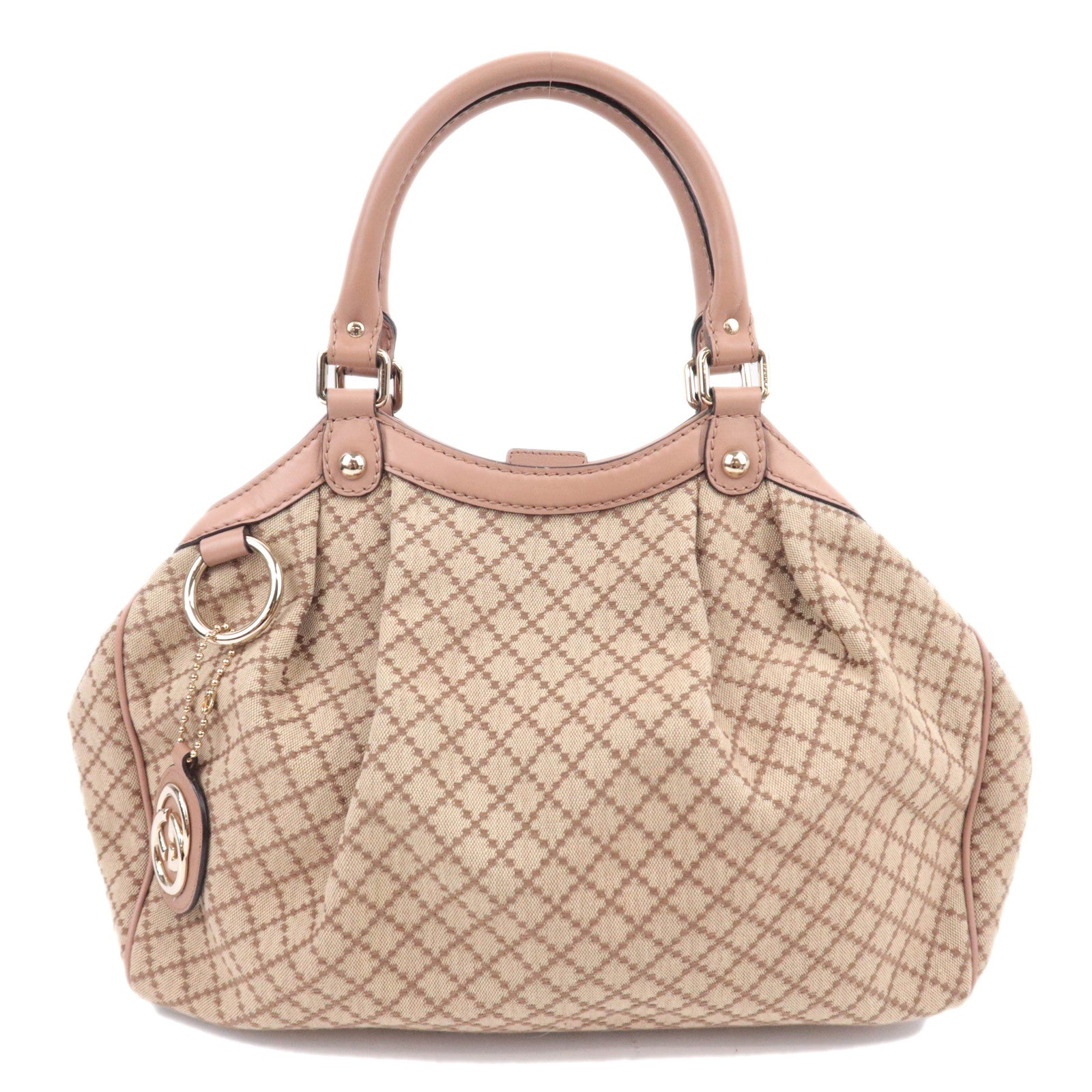 GUCCI Diamante Sukey Canvas Tote Bag Beige Pink 21194492008