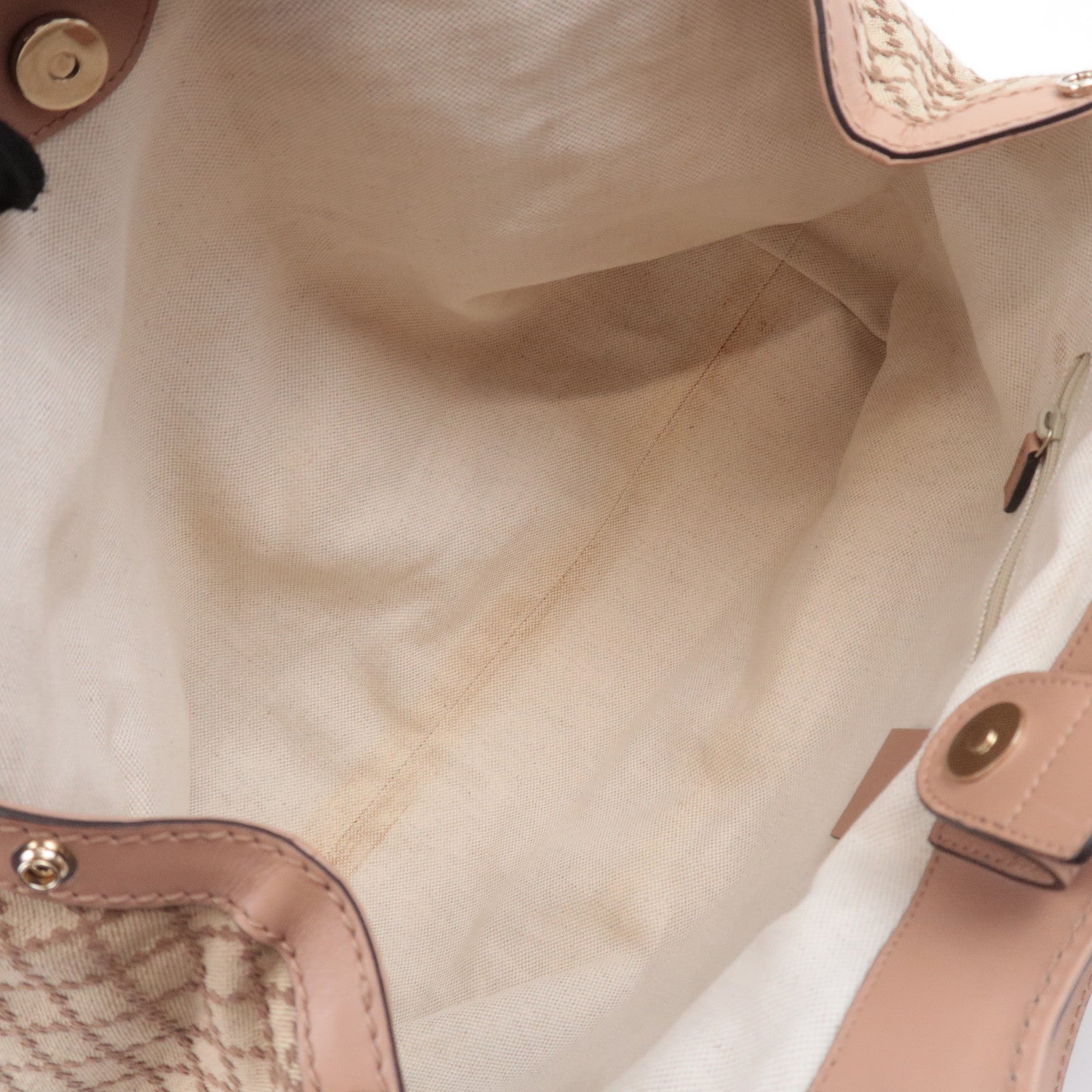 GUCCI Diamante Sukey Canvas Tote Bag Beige Pink 211944