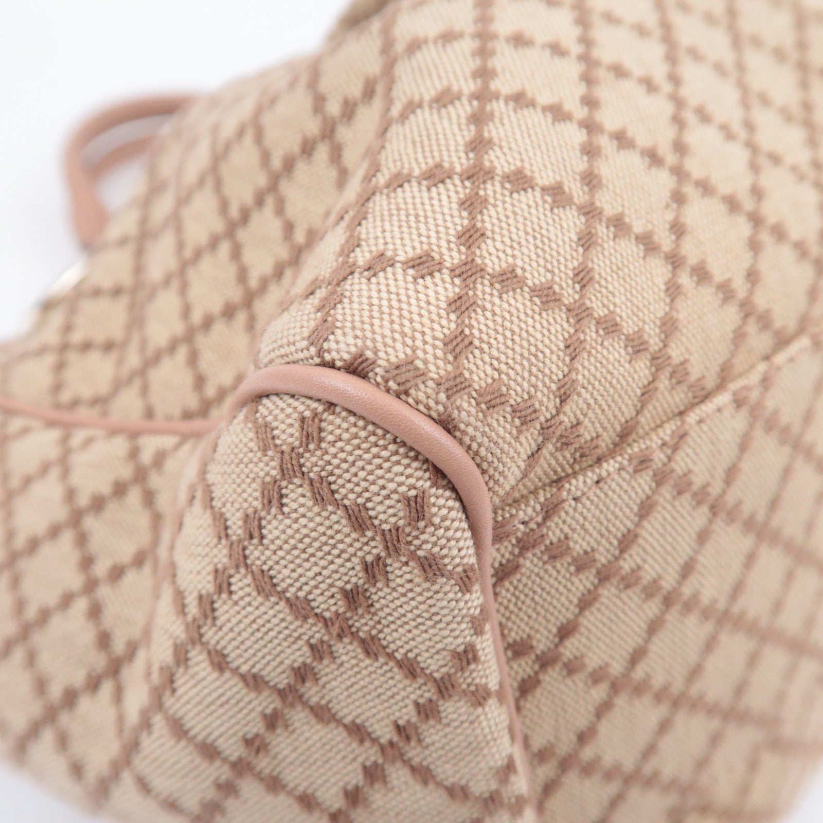 GUCCI Diamante Sukey Canvas Tote Bag Beige Pink 211944