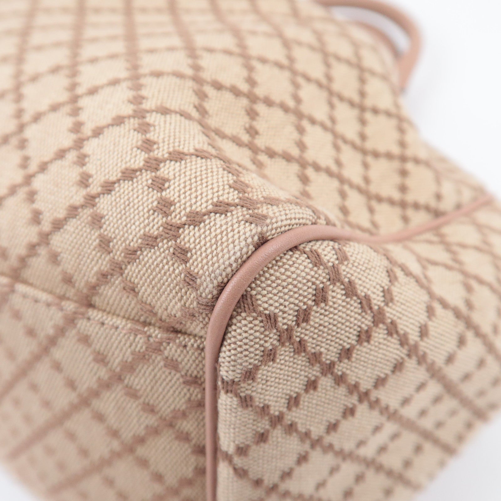 GUCCI Diamante Sukey Canvas Tote Bag Beige Pink 211944